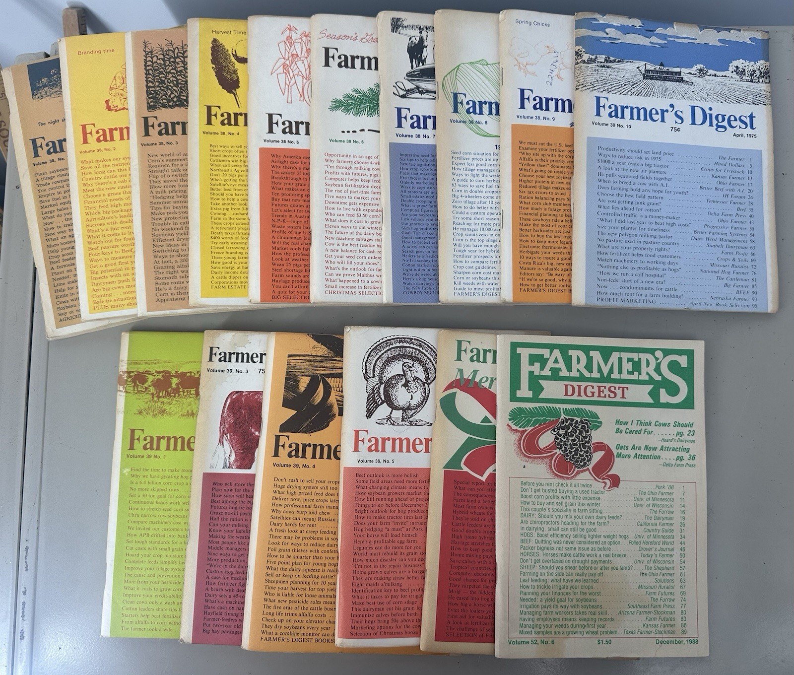 16 Farmers Digest Magazines 1975, 1976, 1988. Weather Plantain Fields Cows.