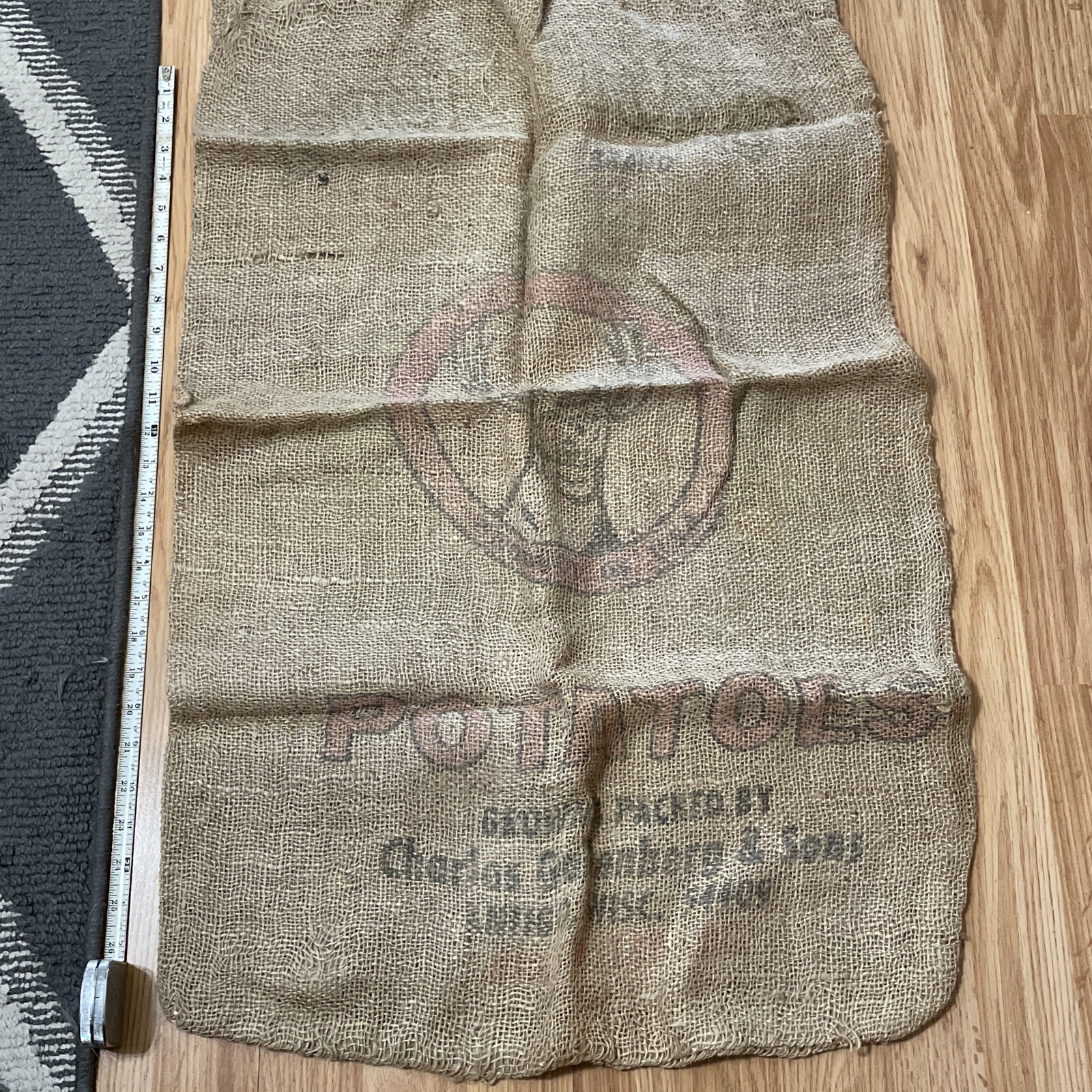 Old AD pine tree potatoes burlap sack Antigo Wisconsin deer rustic country decor