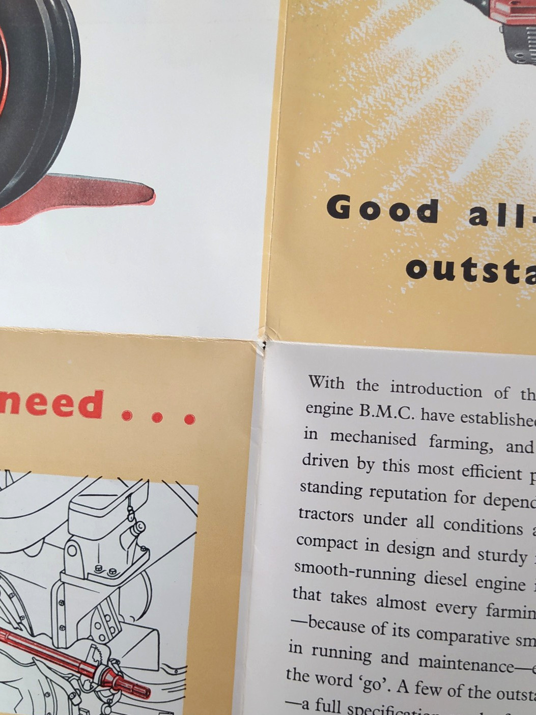 VINTAGE NUFFIELD THREE UNIVERSAL TRACTOR BROCHURE -POSTER 1950&rsquo;s
