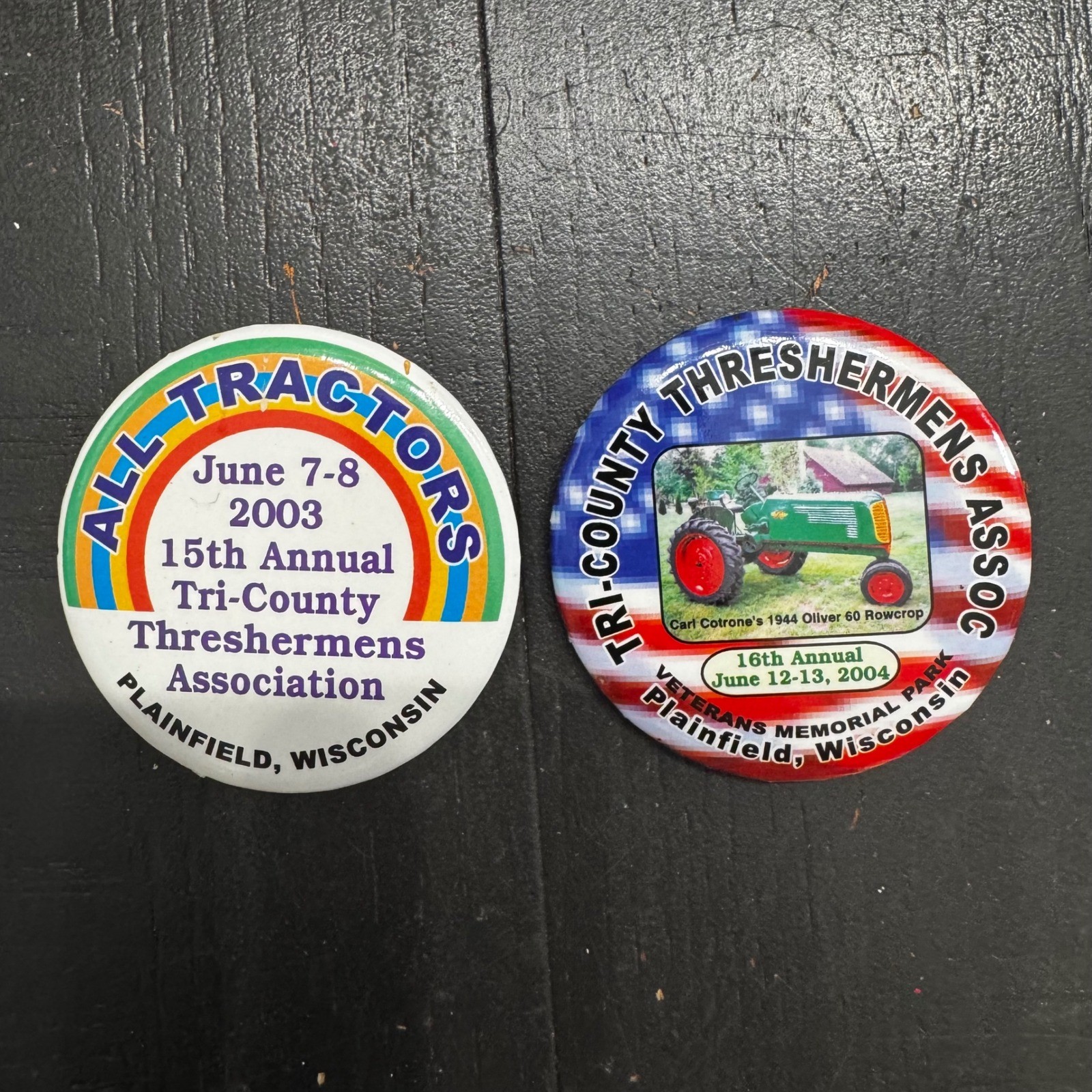 Vintage Rock River Thresherree Tri-County Threshermens Pinback Buttons Ribbon