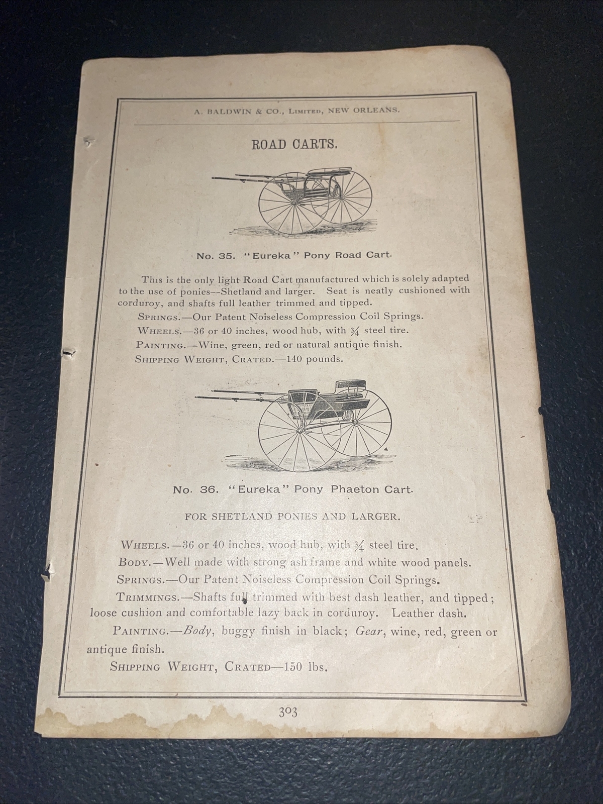 1891 Baldwin – Eureka Pony Road Cart – Farm Advertising – Rock Falls IL