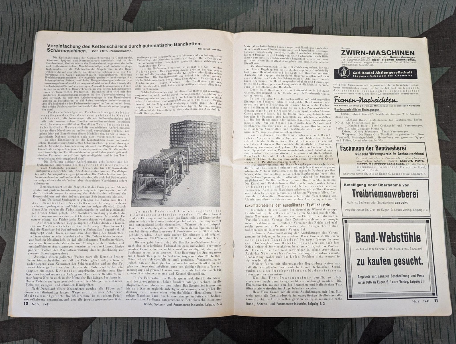 Vintage WWII German May 1941 Machinery Trade Journal Textile Industry Magazine