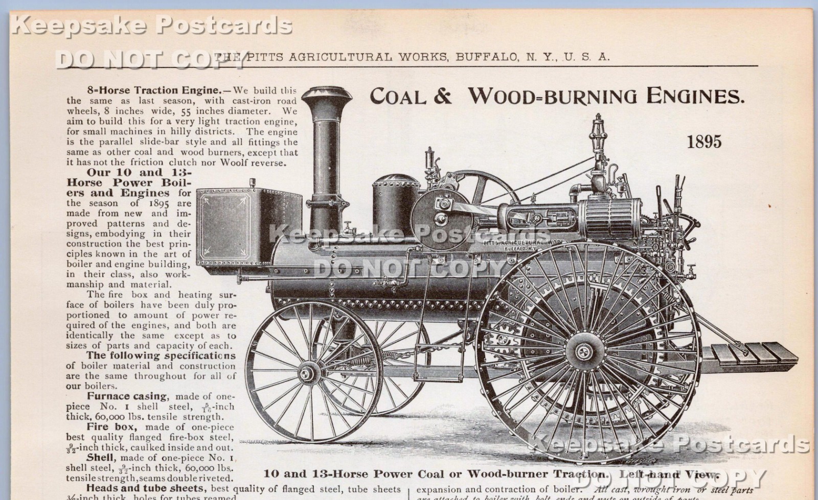 Buffalo Pitts Coal & Wood Burning Steam Engine & Thresher Vintage Print Ad
