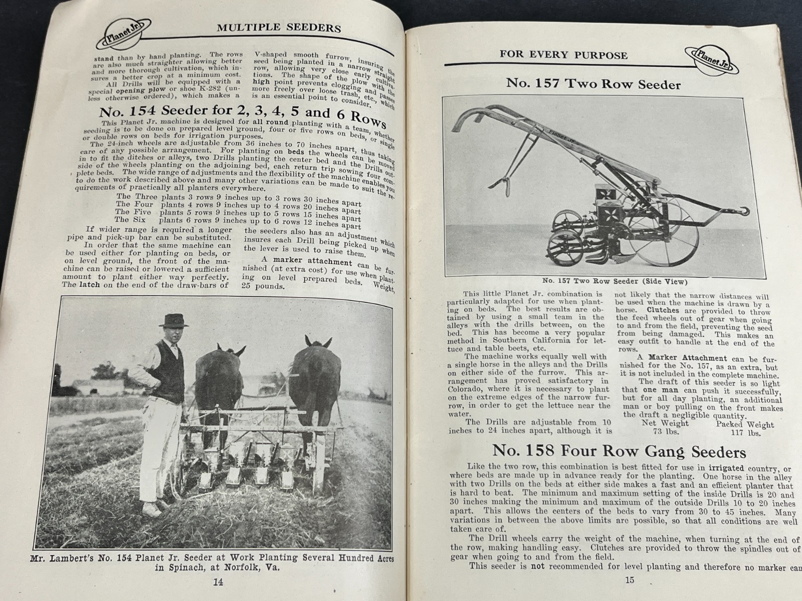Planet Jr Farm and Garden Tools #51 Catalog 1920s Cultivators Equipment + Insert