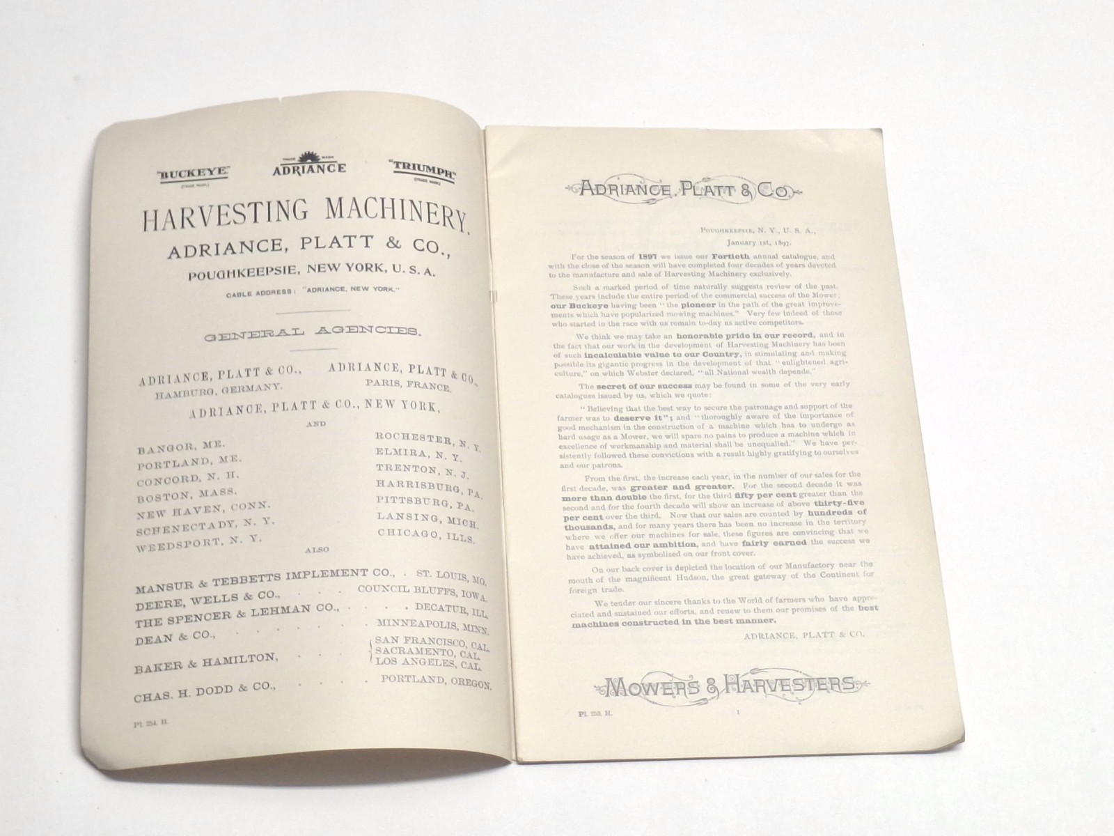 Adriance Platt & Co Harvesting Machinery Farm Catalog Poughkeepsie NY 1897