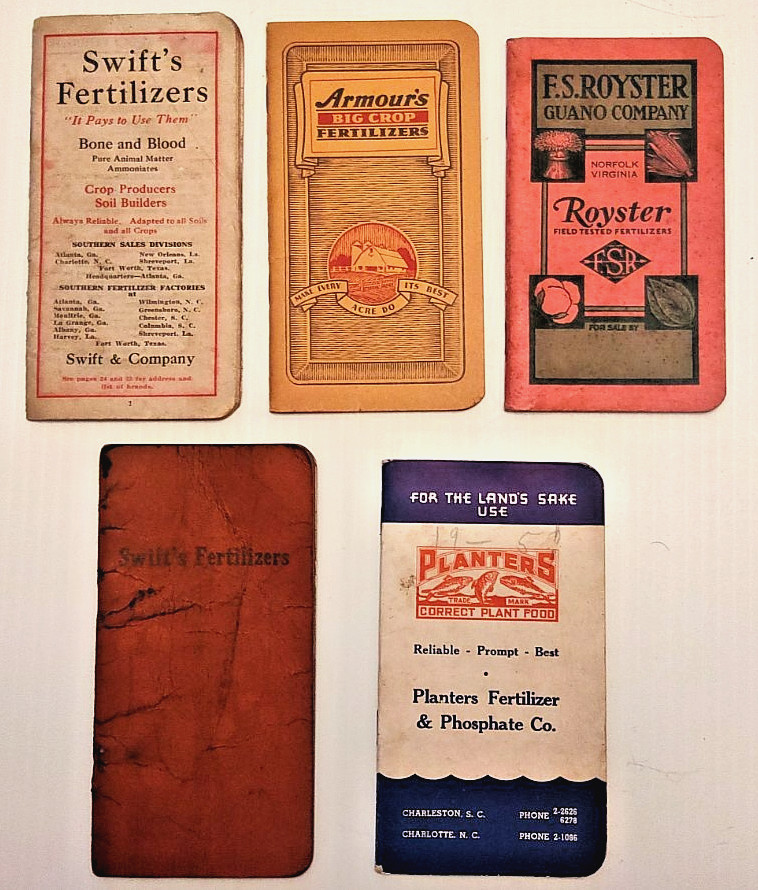 Lot of 5 Vintage fertilizer pocket notebooks See description for dates ,18,34,42