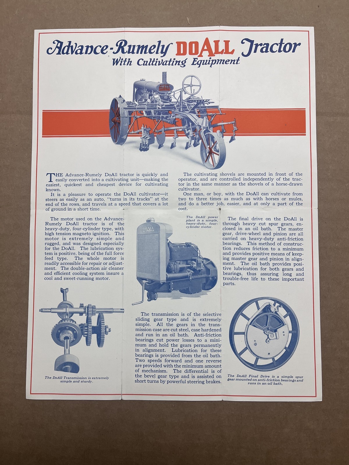 1927 Rumely DoAll Tractor Catalog Brochure Cultivating Plowing Vintage Original