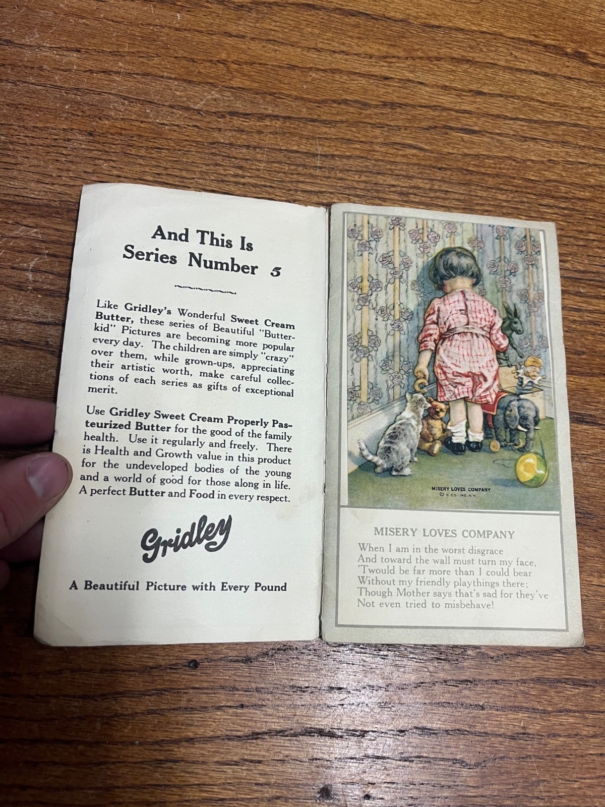 RARE Vintage 1920s Gridley Butter Butterkid Album Advertising Card Milwaukee WI
