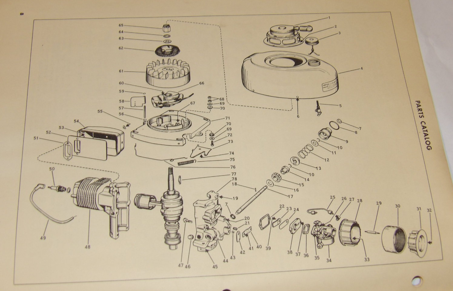 VINTAGE 1950s BOLENS ENGINE OWNER MANUAL & PARTS LIST/CATALOG! 375 BA 01/BB 01