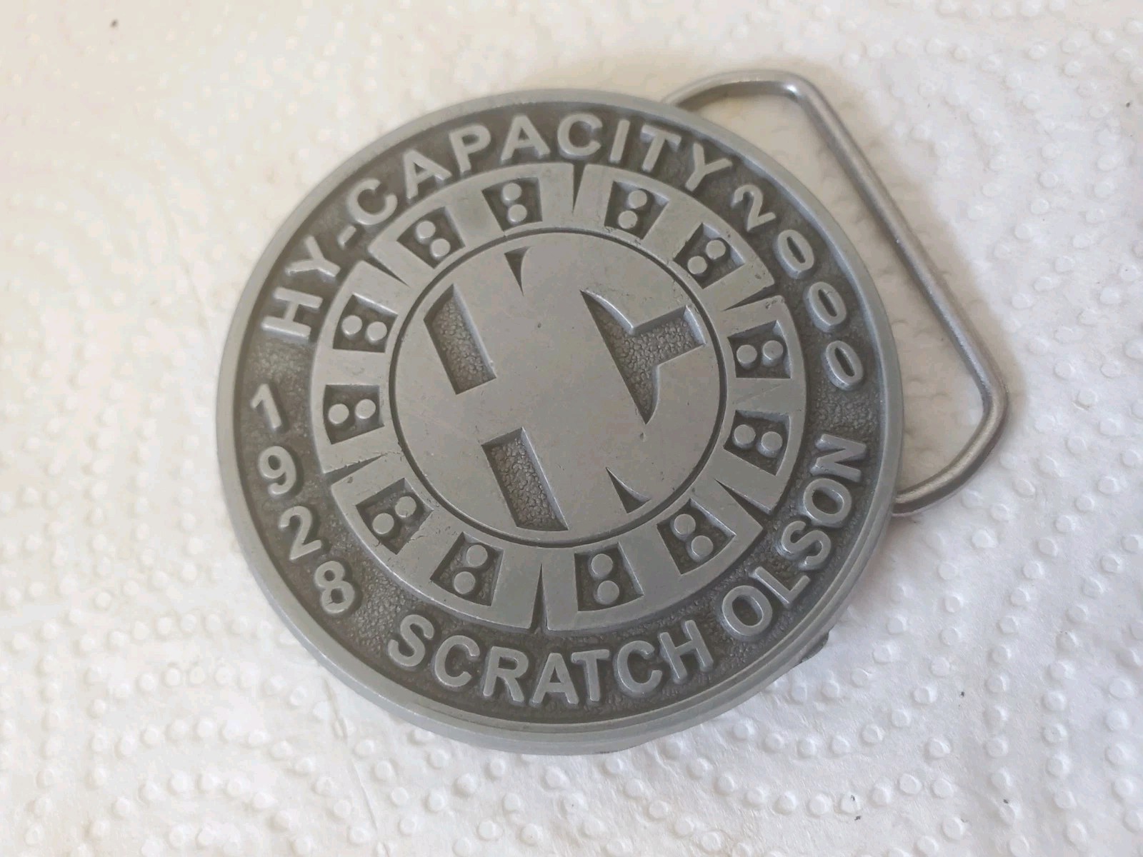 Round Metal Belt Buckle Hy-capacity 1928 – 2000 Scratch Olson Farm Crop Sprayers