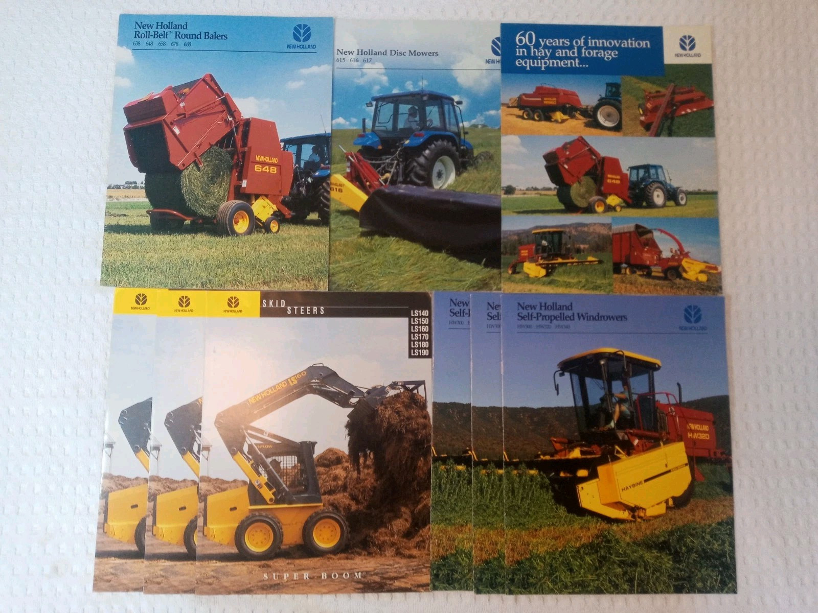New Holland Round Baler Skid Steer Windrower Assorted Sales Brochures Lot Of 9