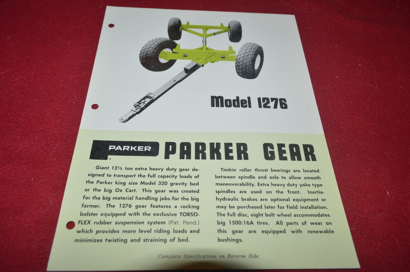Parker 1276 Running Gears Brochure FCCA