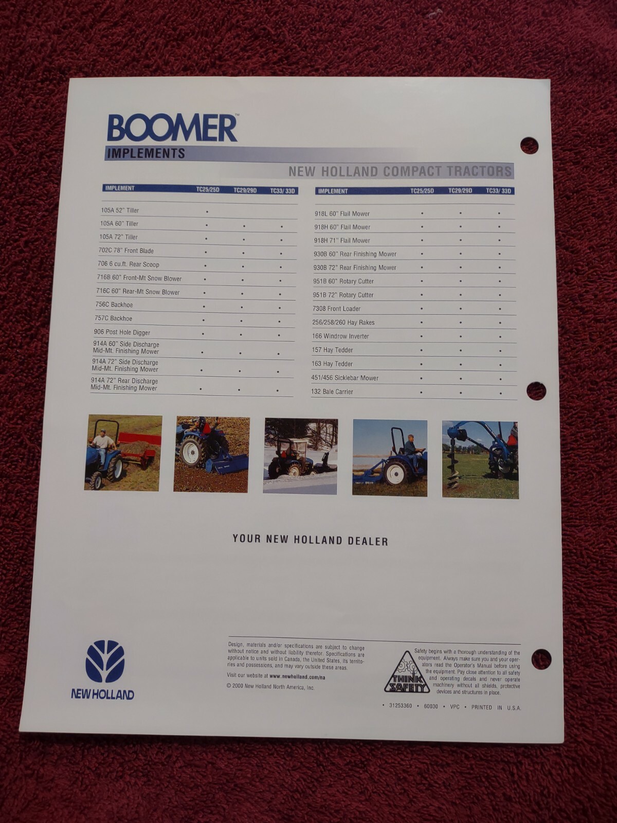 New Holland Boomer Brochure Lot of 2 Tc25 Tc29 Tc33 literature Advertising