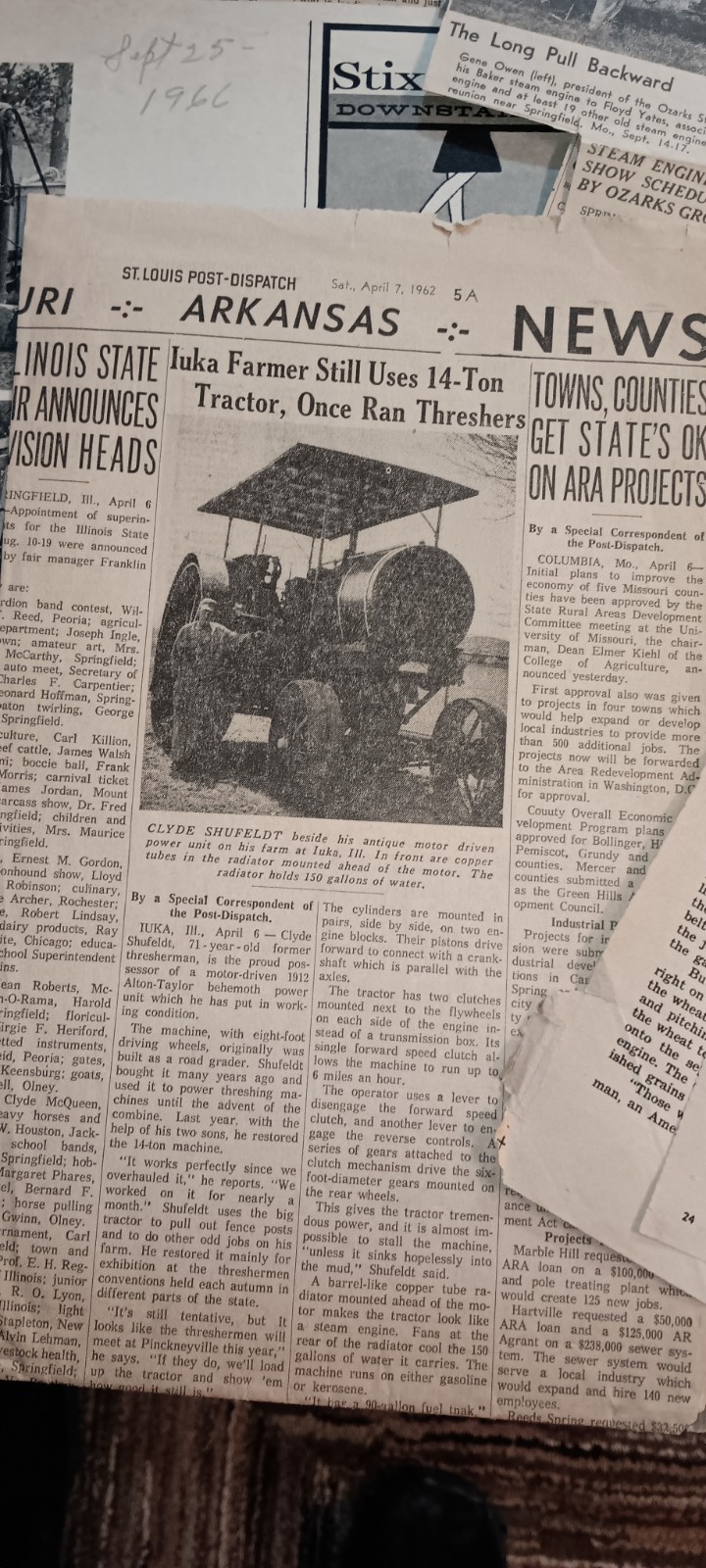 Collection Of Old Newspaper Articles Thresher Machines & Tractors From The 1960s
