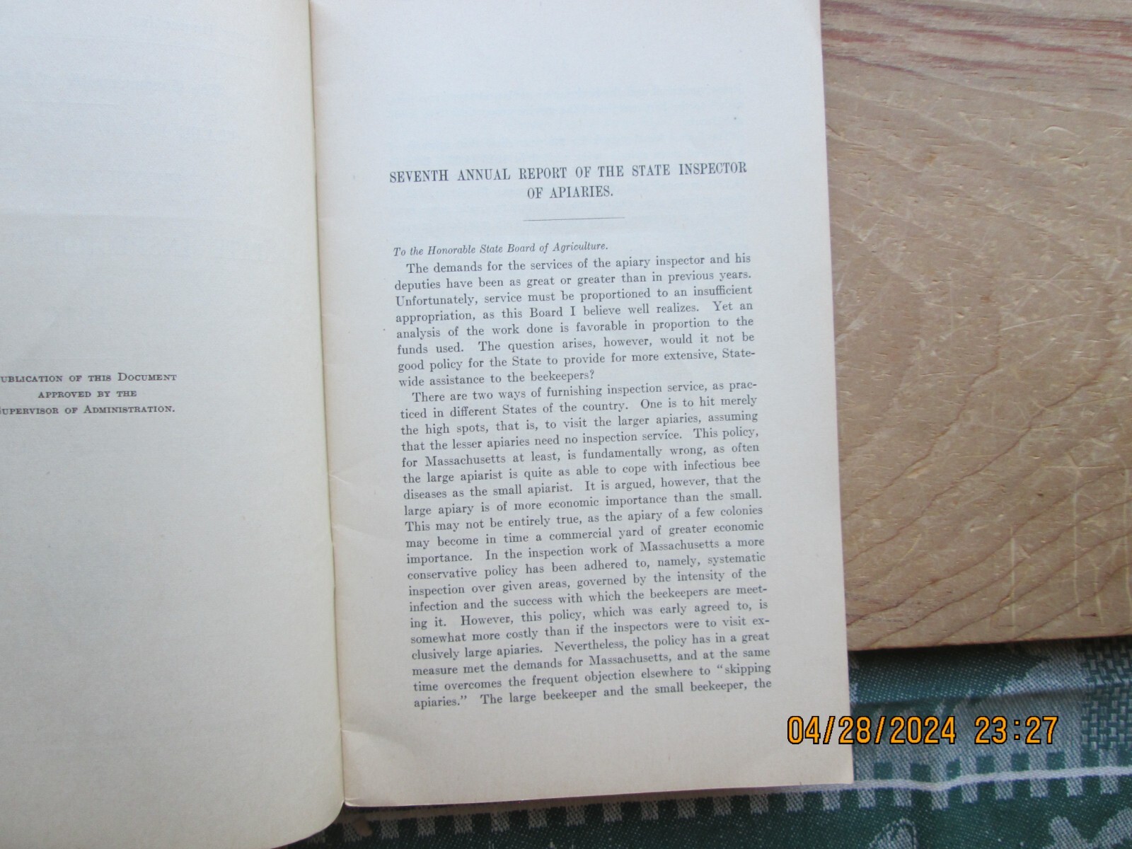 Annual report state inspector of apiaries for the year 1916 Massachusetts
