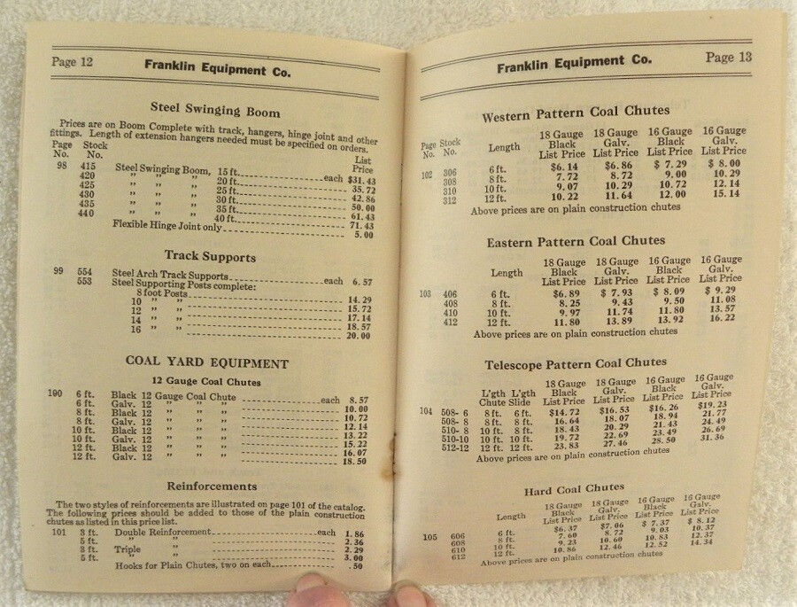 1933 Franklin Equipment, Monticello, Iowa IA, Farm-Barn-Coal Price List Catalog