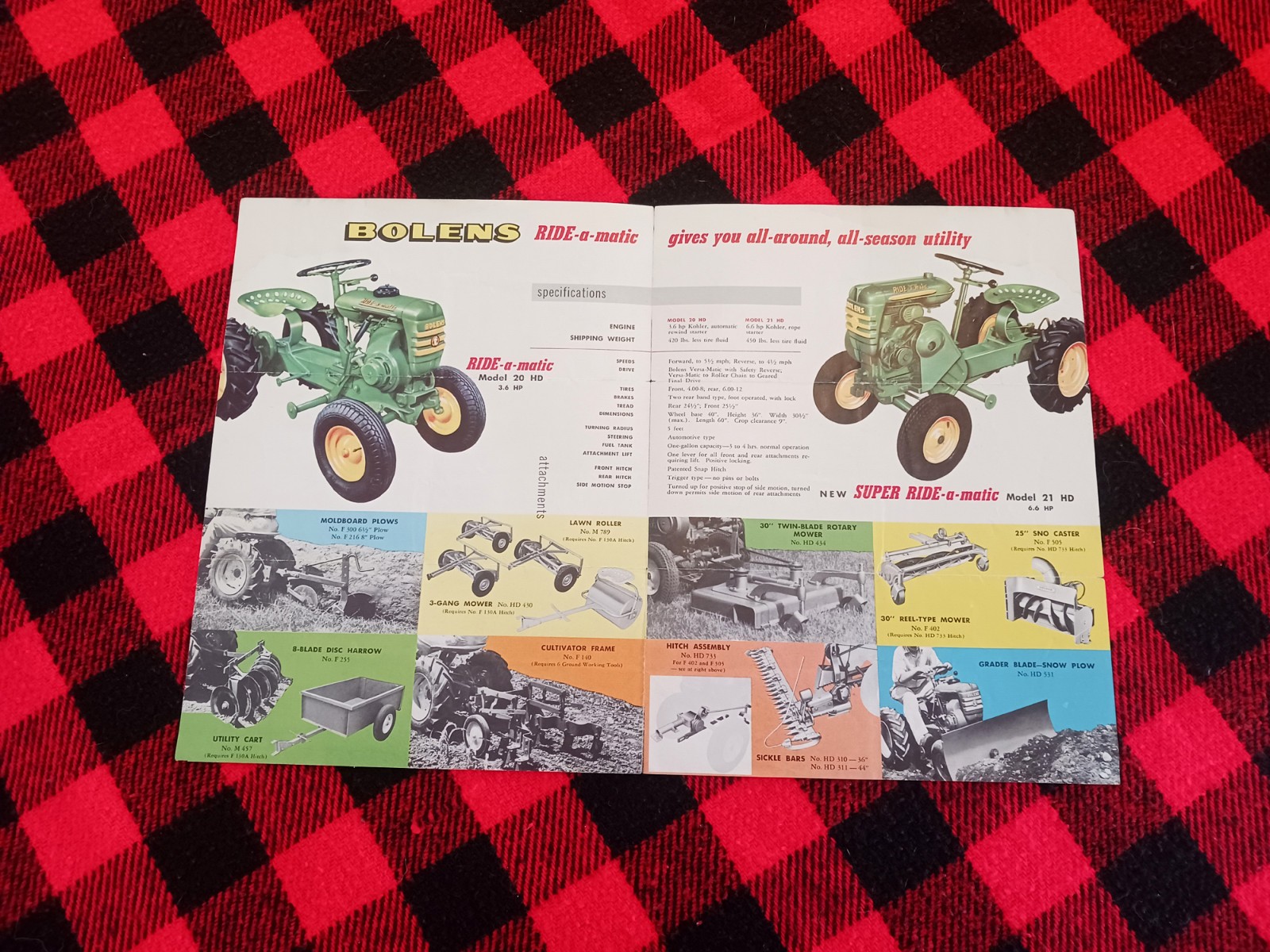 1956 Bolens Ride-A-Matic Garden Tractor Brochure Ridemaster Farm Catalog