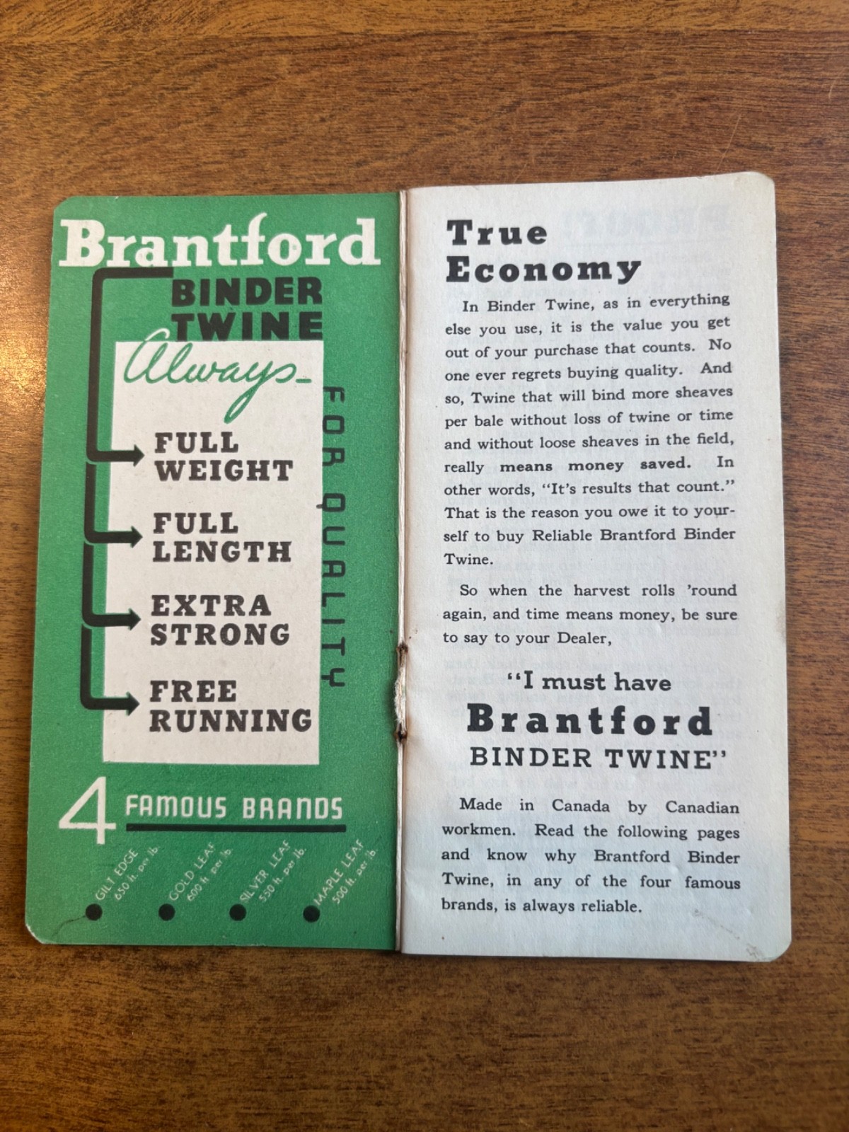 BRANTFORD MAPLE LEAF BINDER TWINE BOOKLET – 1939/40 ADVERTISING