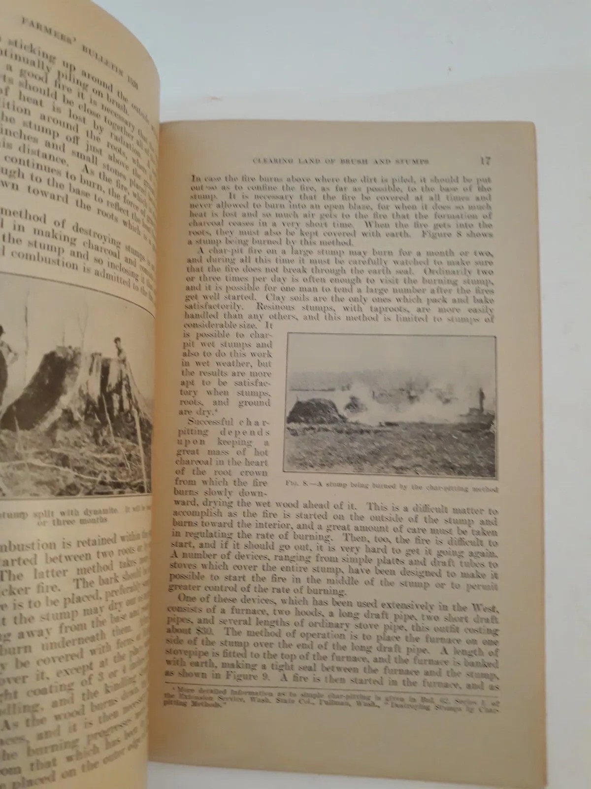 Vtg 1929 Clearing land of brush and stumps farmers bulletin 1526 USDA j10