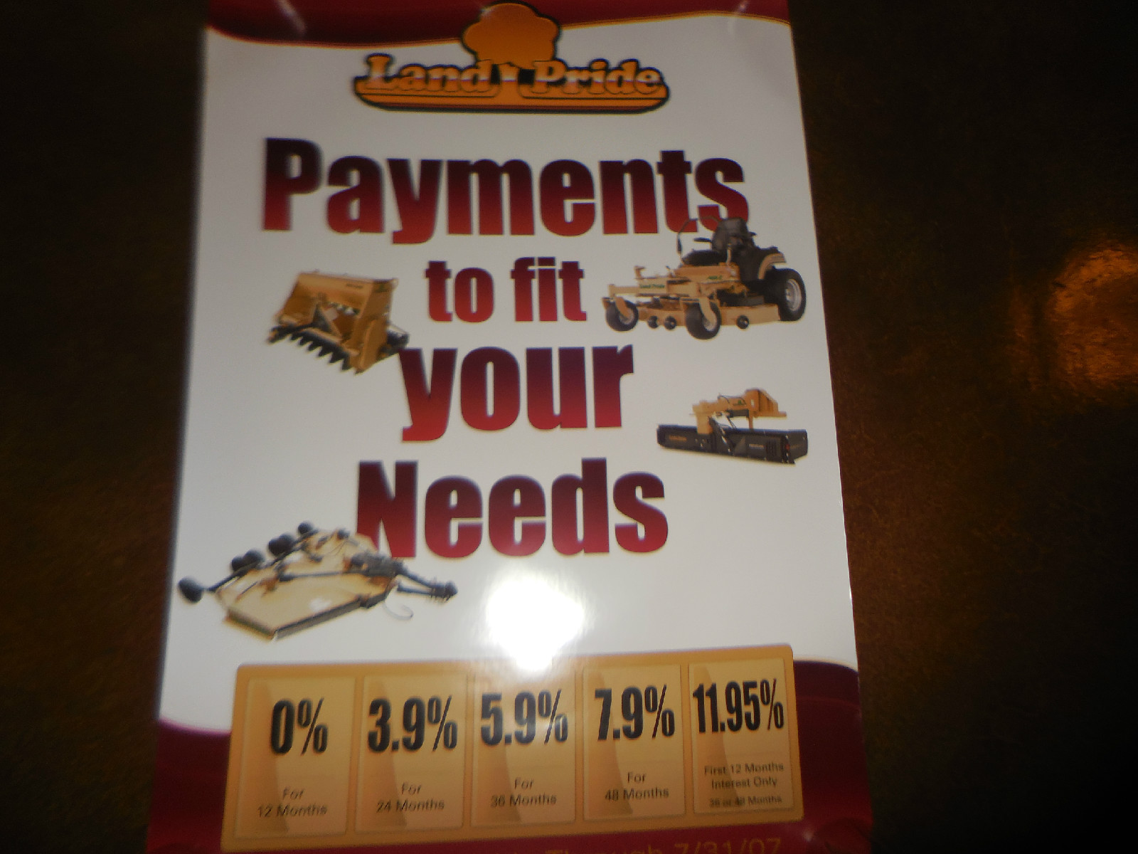 Original Land Pride Dealer Sales Poster Payments to Fit Your Needs 24&Prime; X 36&Prime; NOS