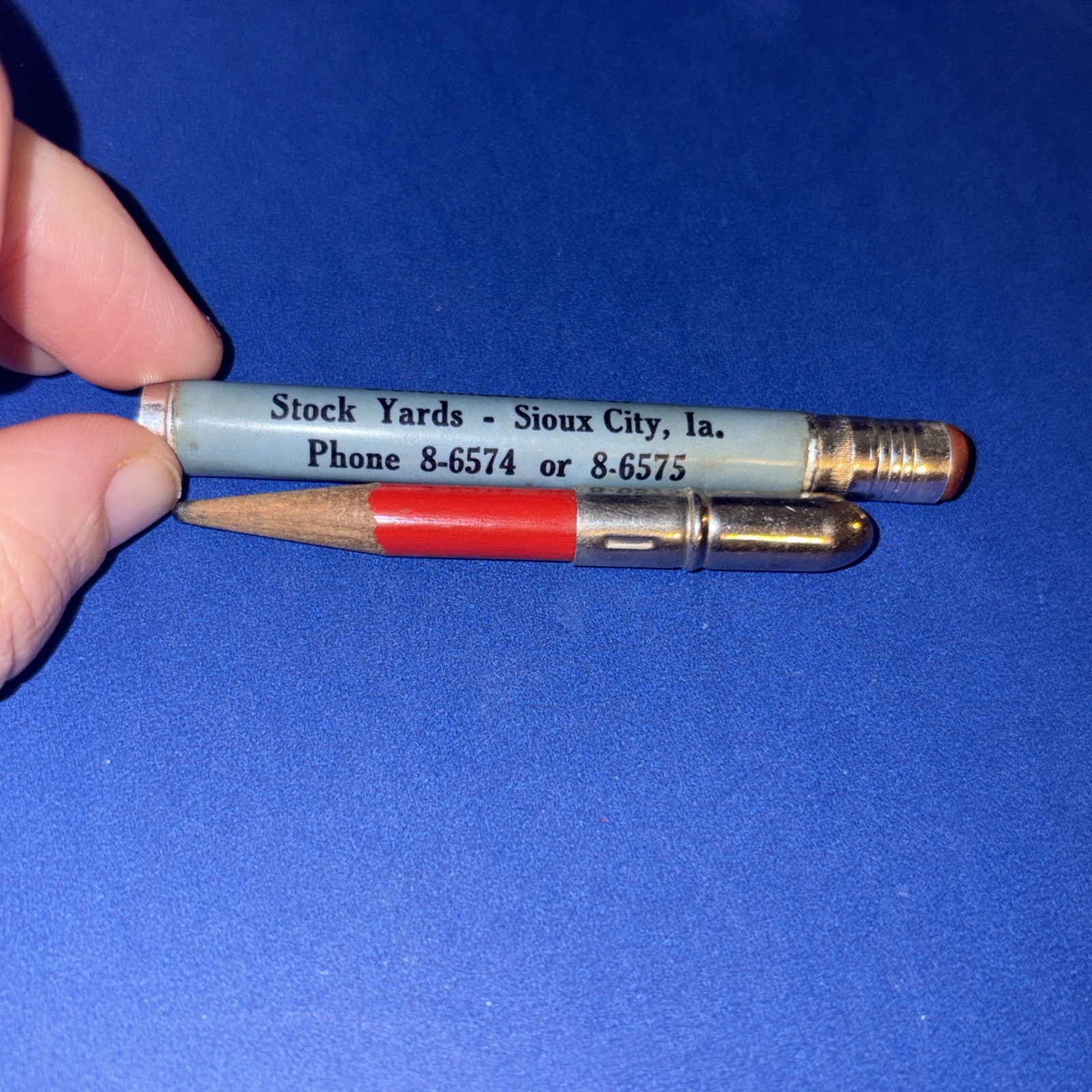 Waitt & Hruska Commission Co. Stock Yards Sioux City, IA Vtg Ph Bullet Pencil