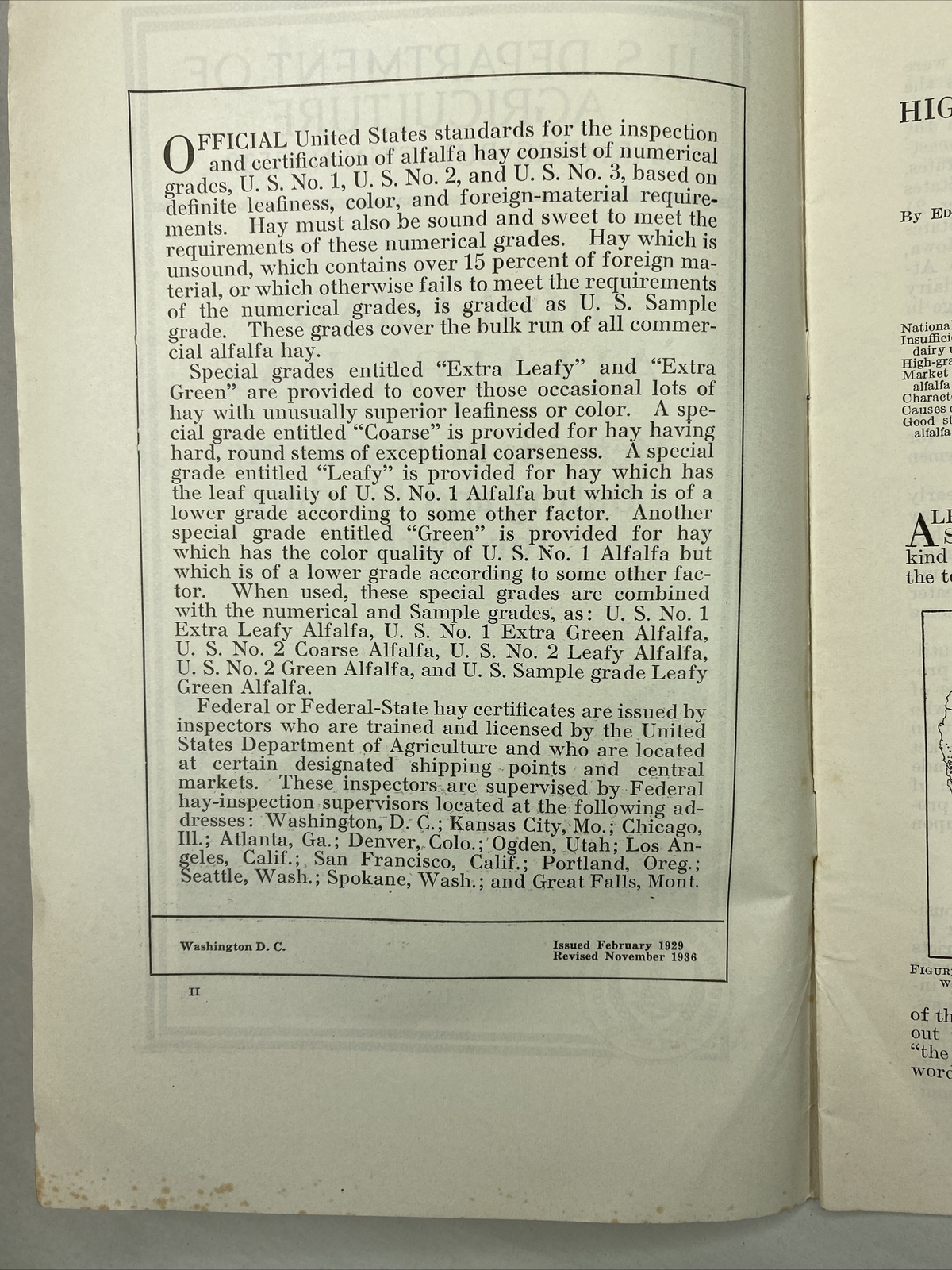 1938 USDA Farmers&rsquo; Bulletin No. 1539 High-grade alfalfa hay bailing for market