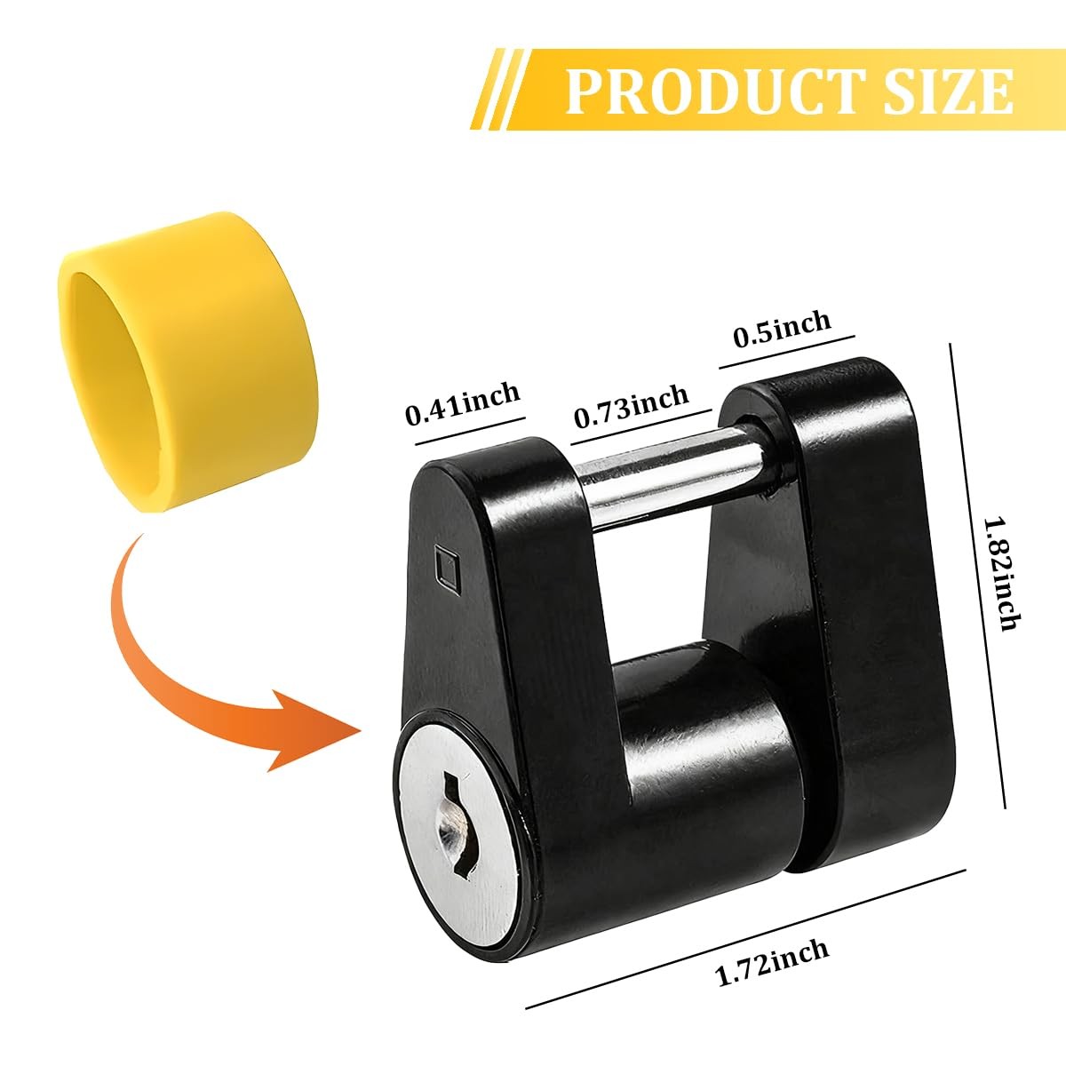 Trailer Tongue Coupler Lock Heavy Duty 1/4&Prime; Dia 3/4&Prime; Span Boat Trailer Security