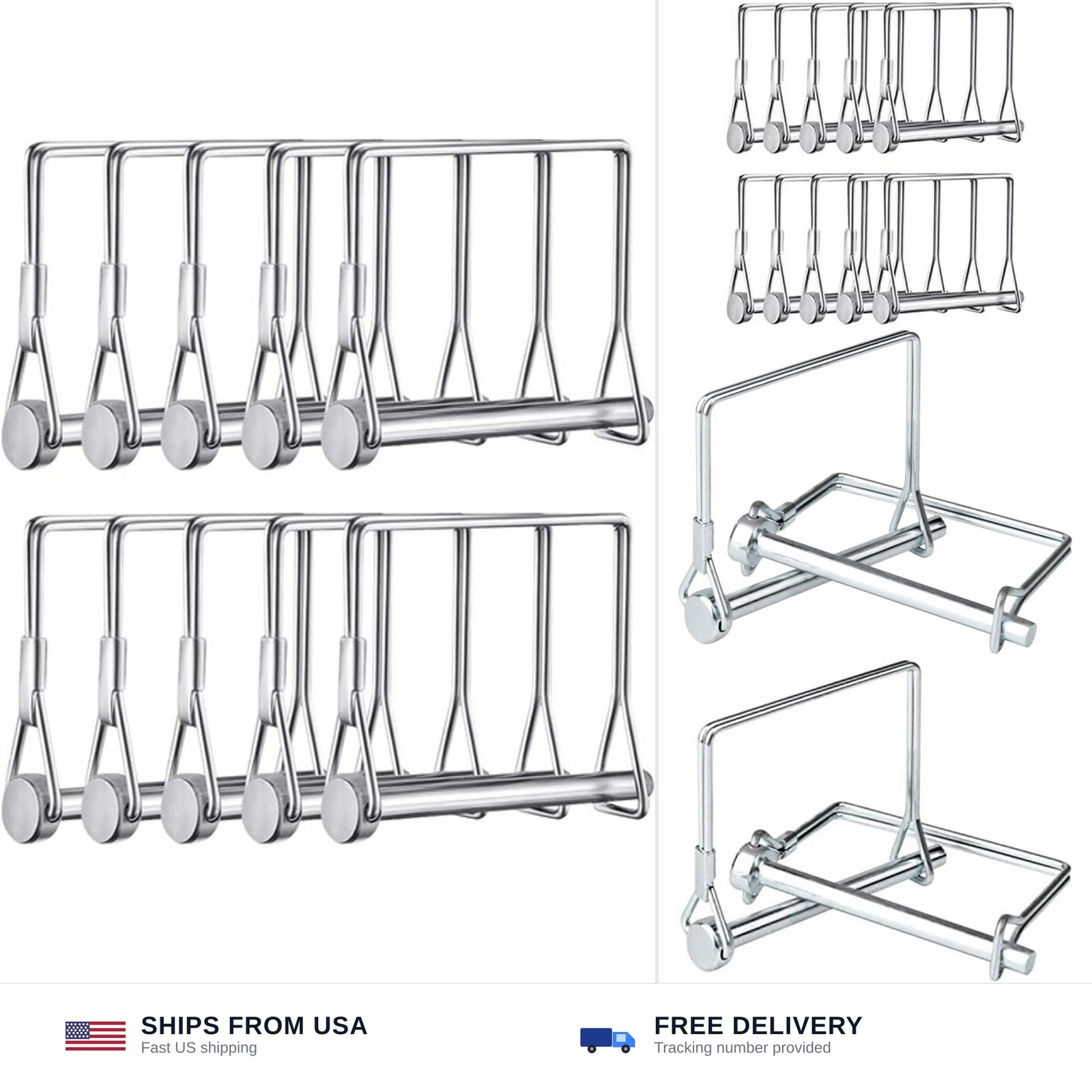 Sunnyway 10 Pack 5/16 Inch Trailer Coupler Pin Set 4 Inch Long Wire Lock Pin …