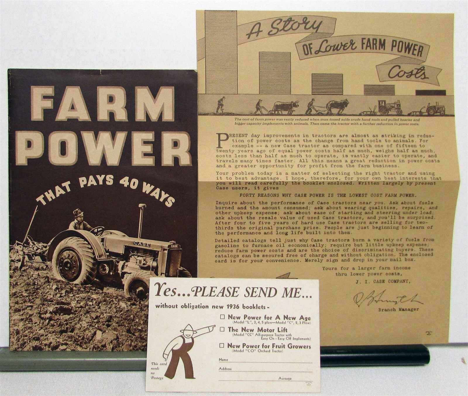 1936 Case Farm Power That Pays 40 Ways Farming Sales Booklet & Mailer