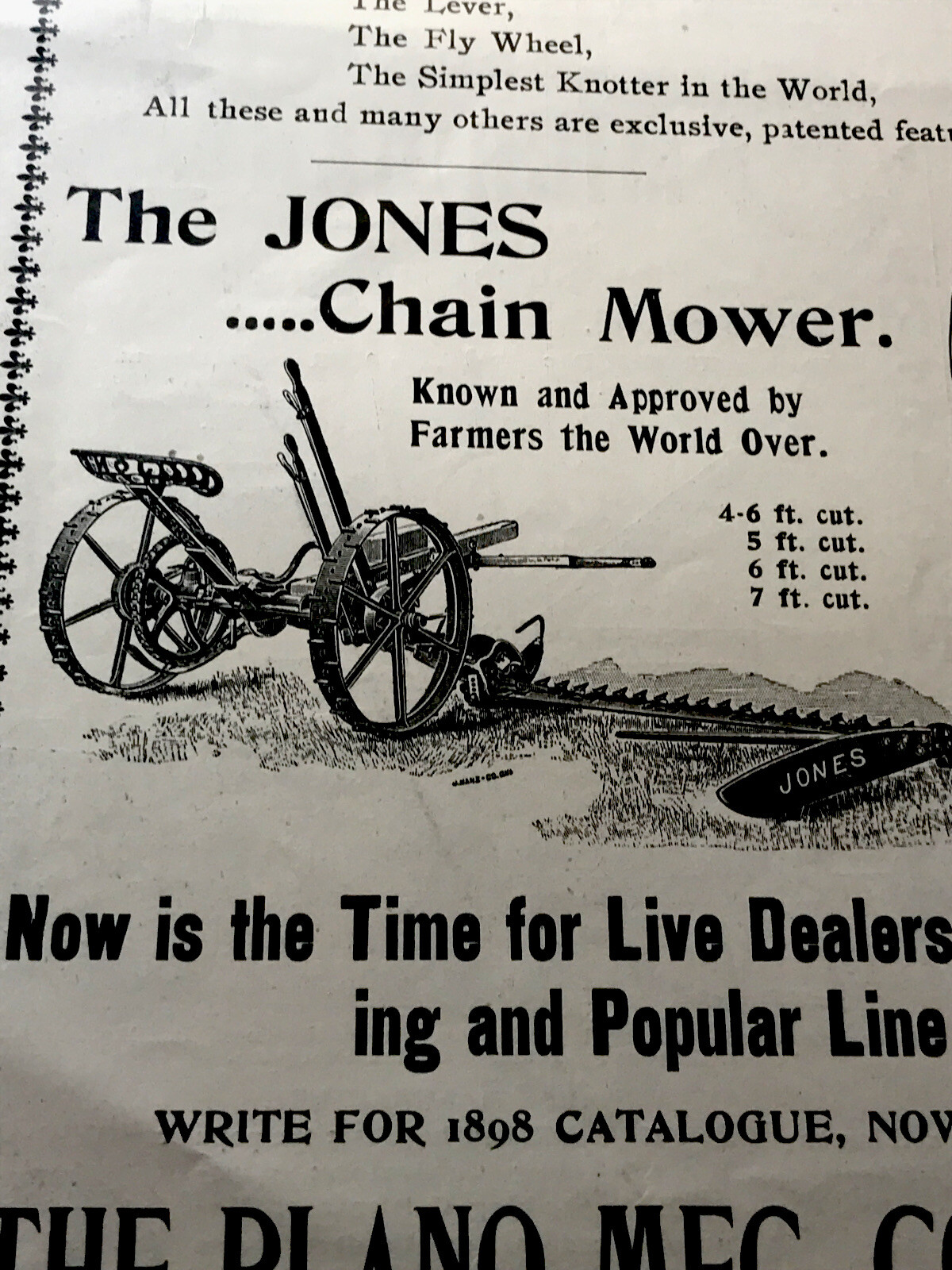 ORIGINAL 1897 Plano Farm Implements Advertising – Chicago – 10” X 15”