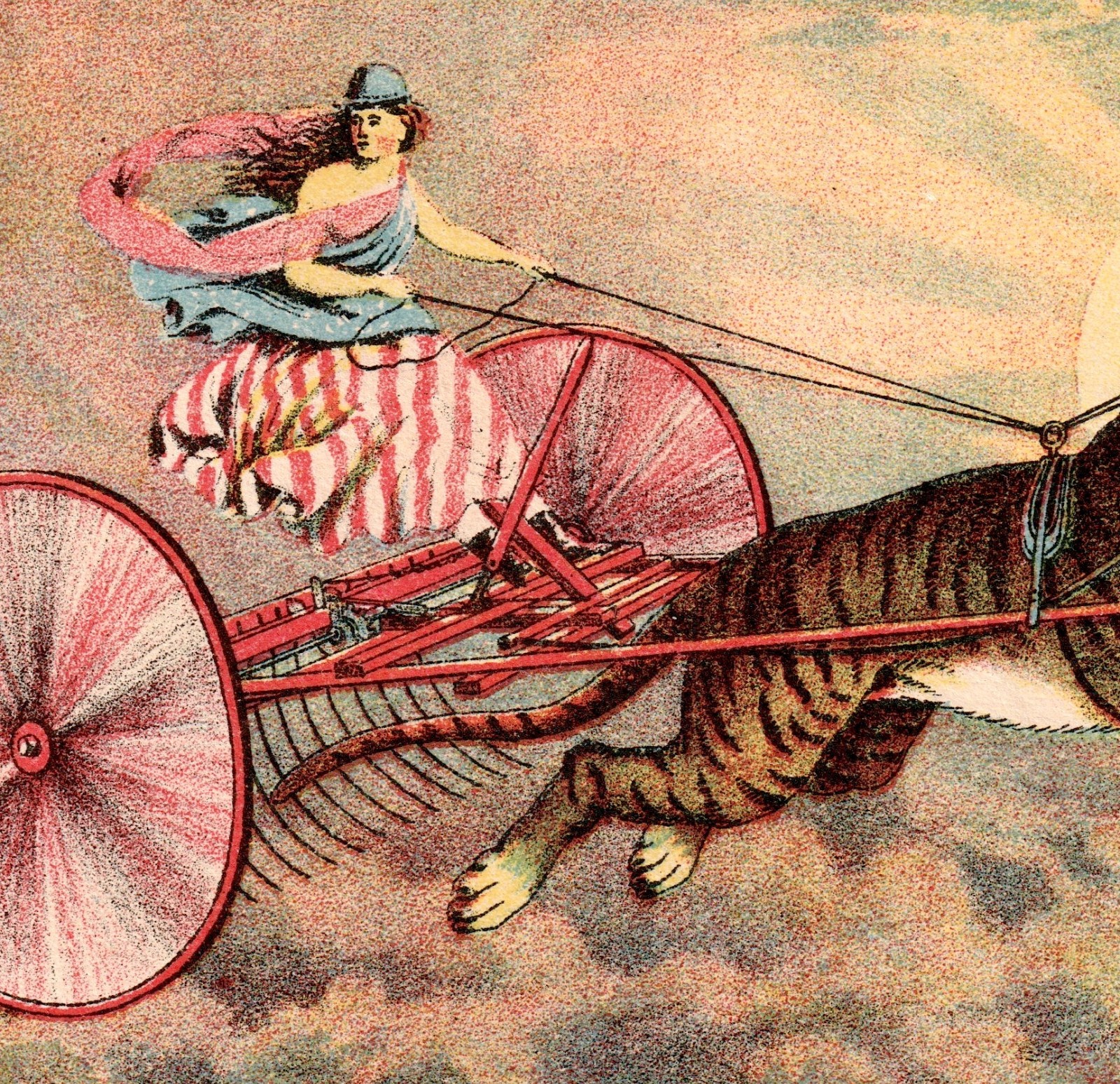 Columbia 1800s Patriotic Tiger Horse Rake Childs Farm Equipment Advertising j.US