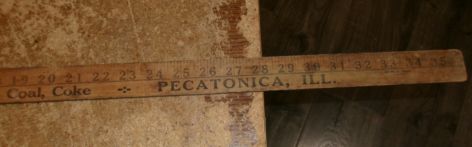 wood yardstick henery meyer farm impls. coal,coke pecatonica,il. good used