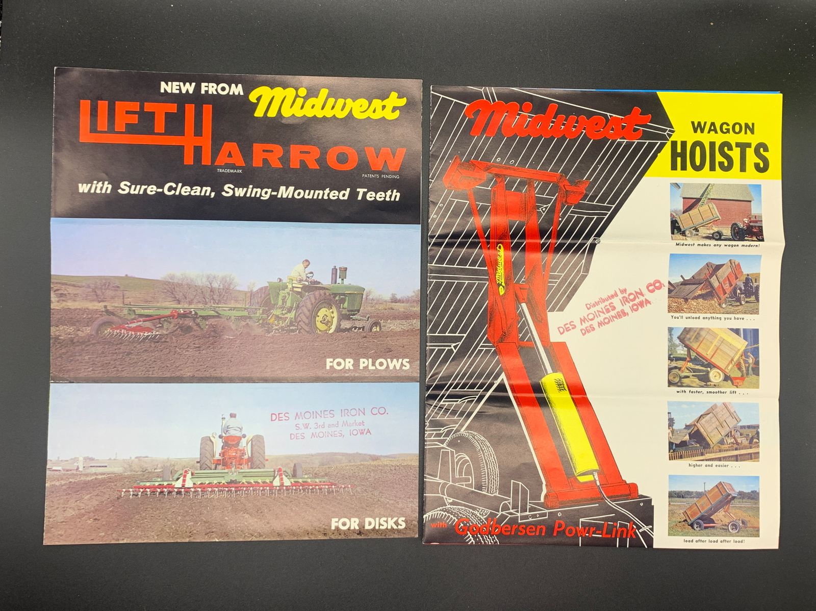 Pair Fantastic 1960’s Midwest Industries Farm Equipment Brochures-Ida Grove Iowa