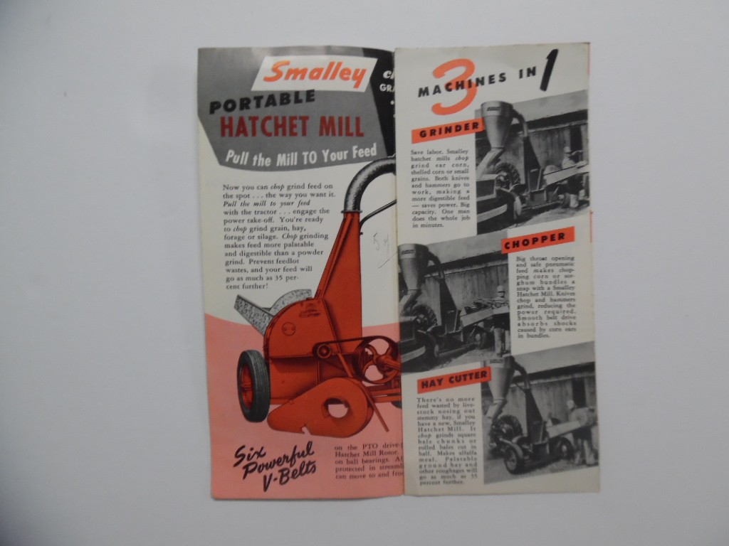 c.1940s Smalley Mfg Co Model 60-A Portable Hatchet Mill Catalog Brochure Vintage