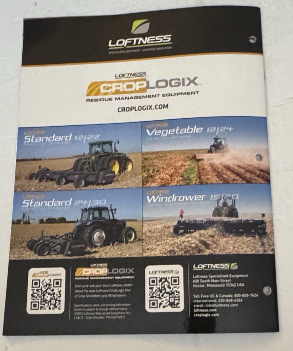 Loftness Farm Agricultural Equipment 2012 Crop Residue Equipment Sales Brochure