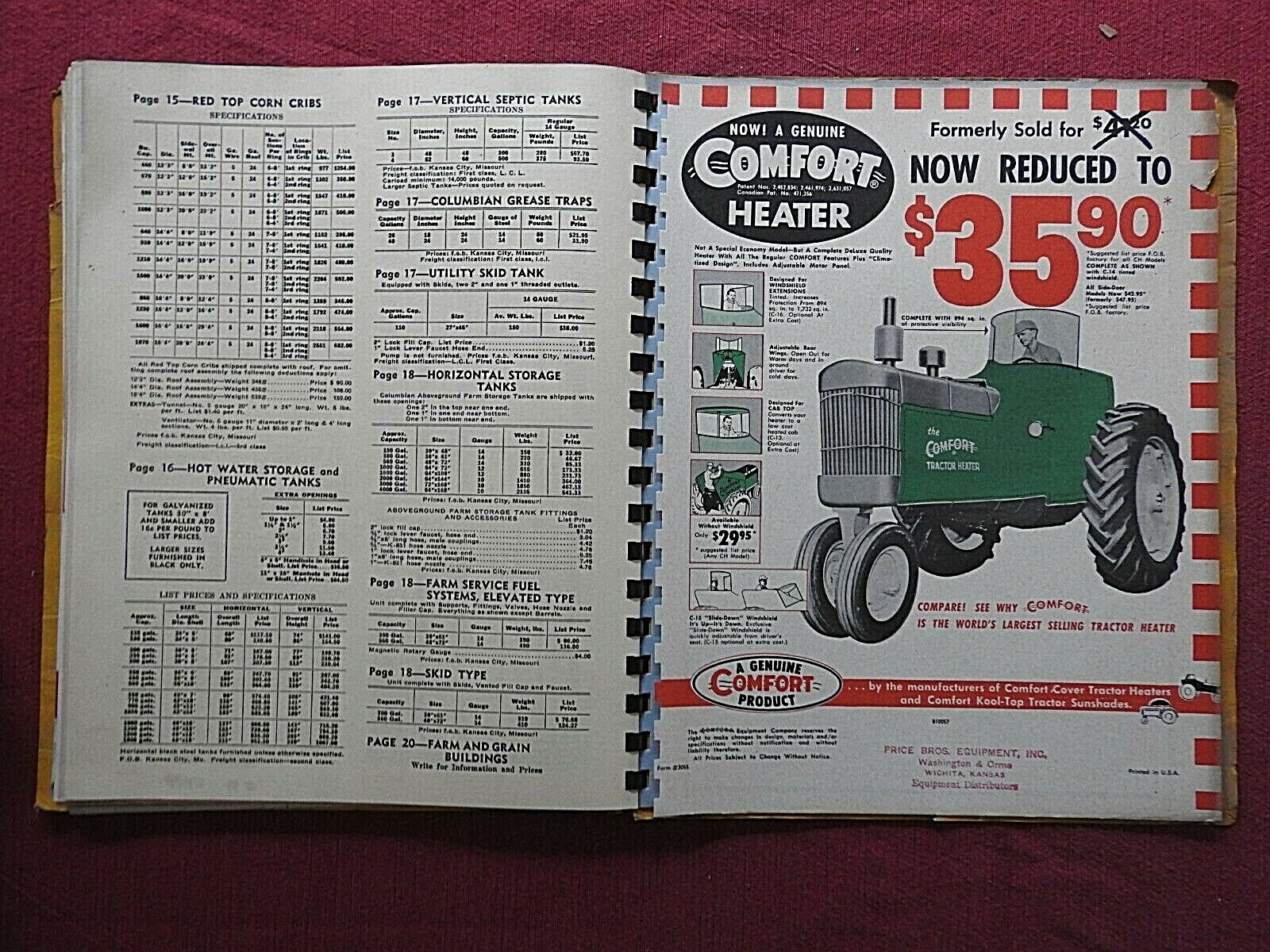 1958 Price Brothers Equipment Catalog Witchita KS Kansas Garber Davis Columbian