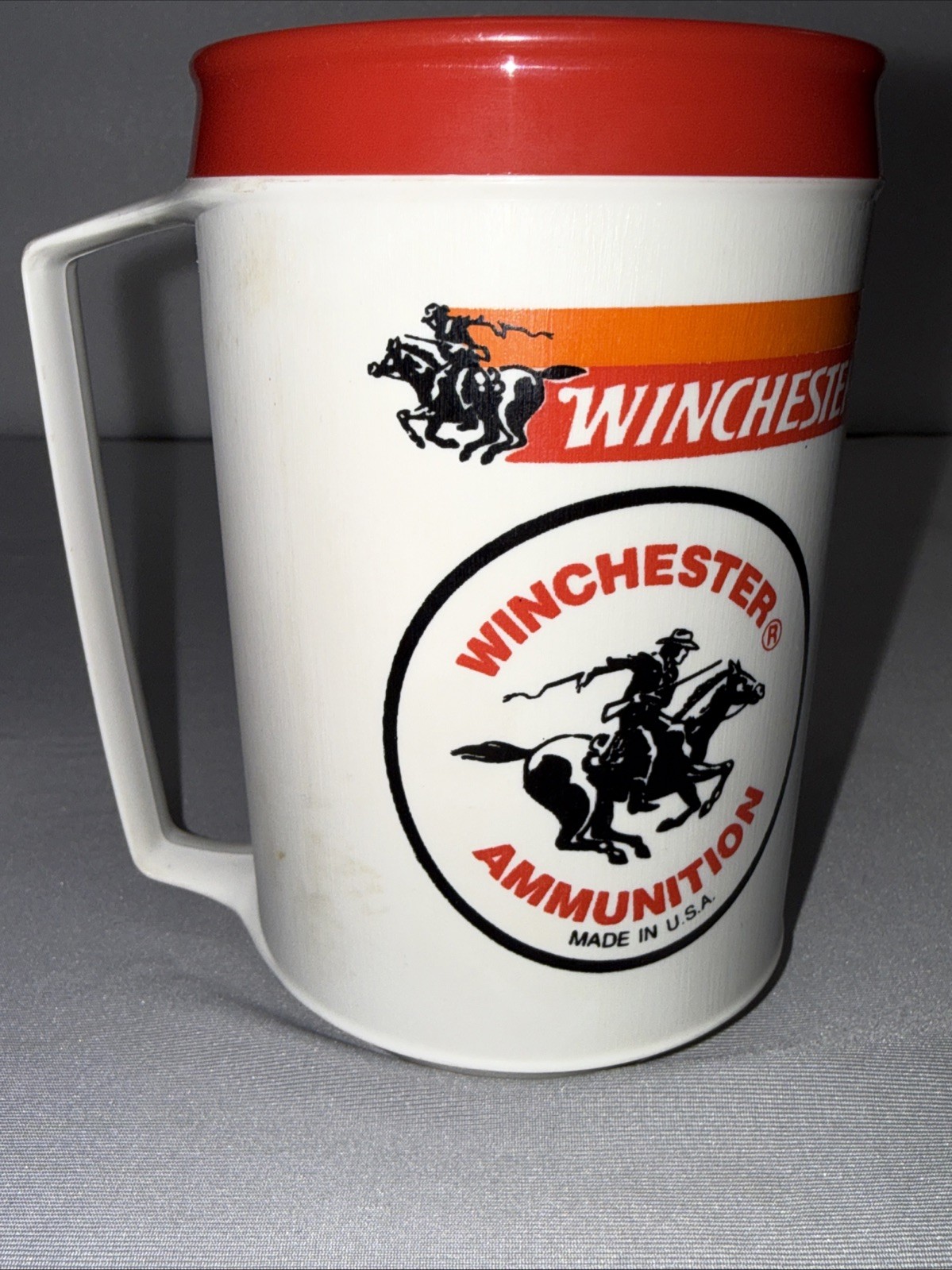 Vintage Aladdin Winchester Ammunition insulated travel mug No Lid + Old Coupon