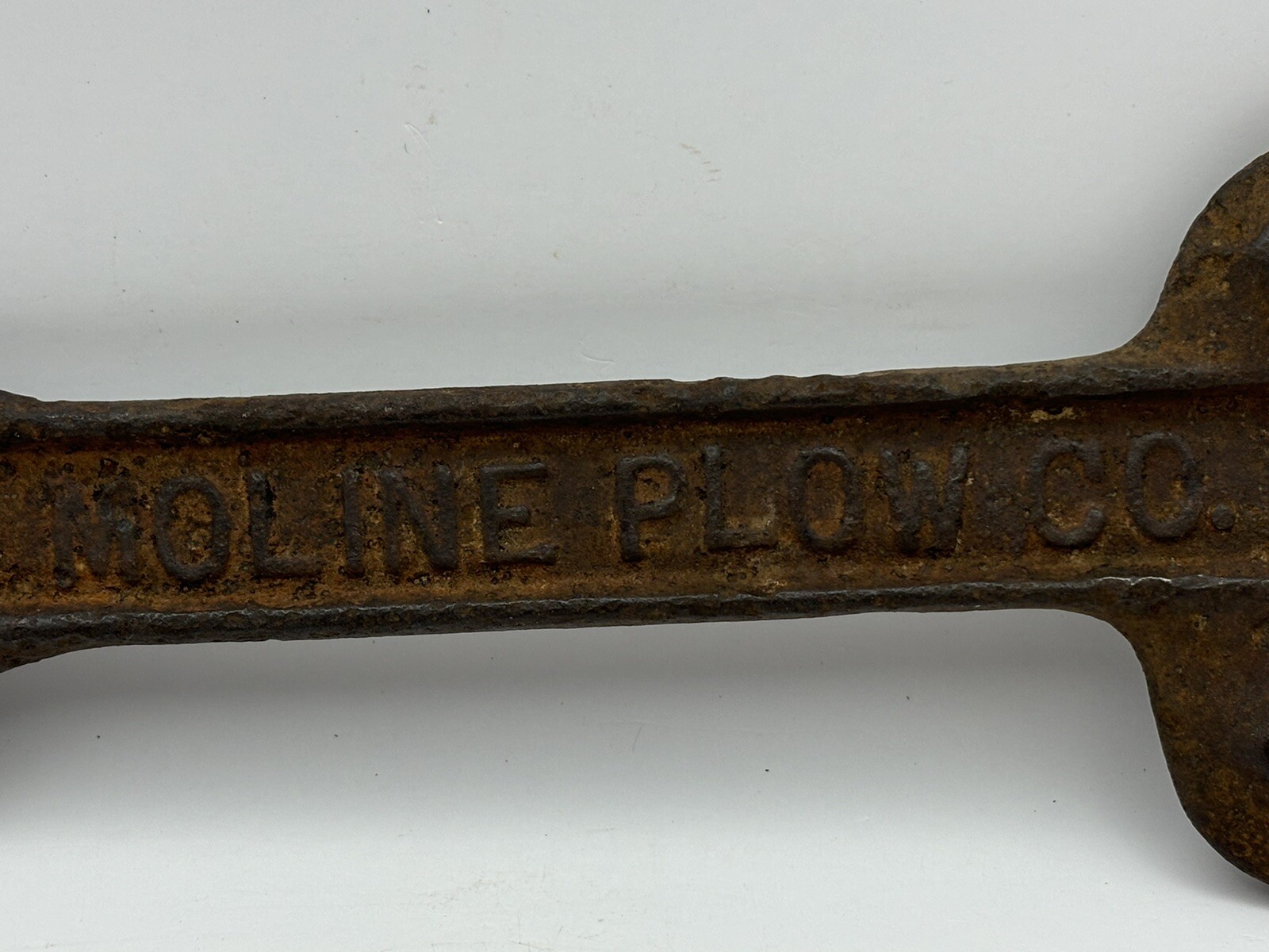 Old Farm Barn Find Vintage Hand Tool Moline Plow CO. Embossed Advertising Wrench