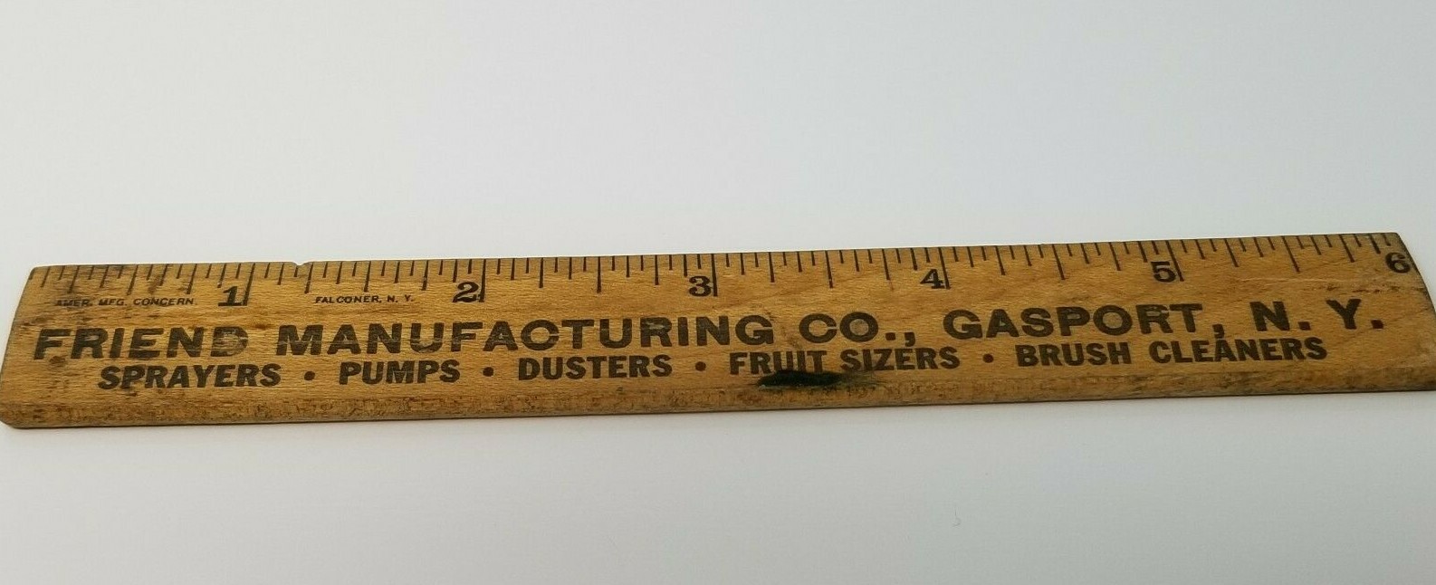 Friend Manufacturing Ruler Gasport New York Pecan Spray Vintage 1950