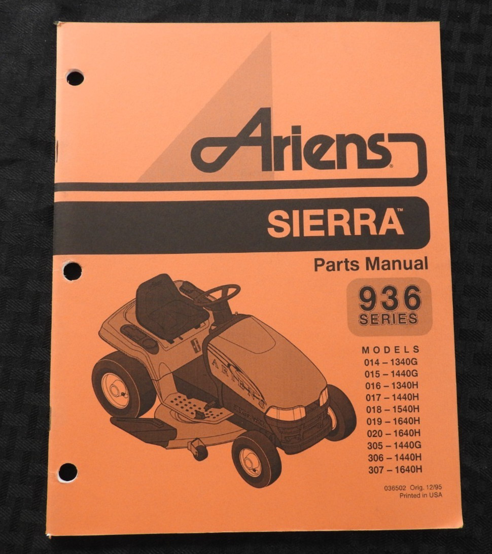 GENUINE ARIENS SIERRA 936 SERIES LAWN TRACTOR PARTS CATALOG MANUAL MINTY 1996