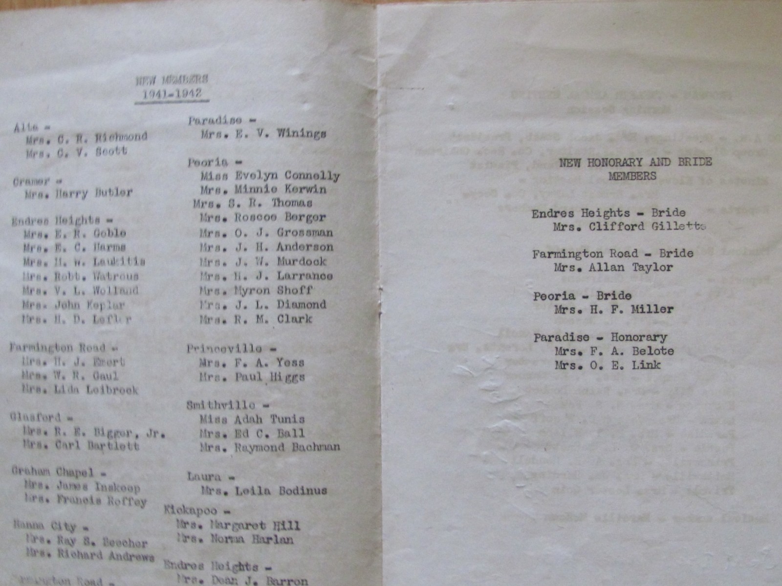 1942 BOOKLET PEORIA COUNTY HOME BUREAU IL 12tH ANNUAL MEETING FARM WOMEN