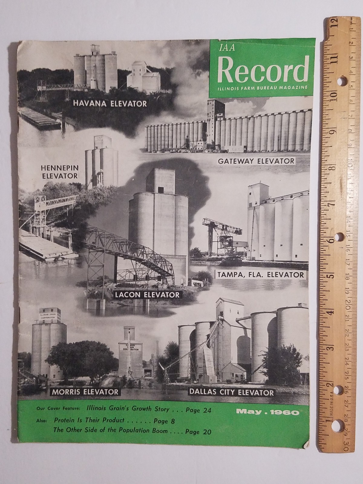 The Record Magazine, IL Farm Bureau, Grain Elevators Cover, May 1960