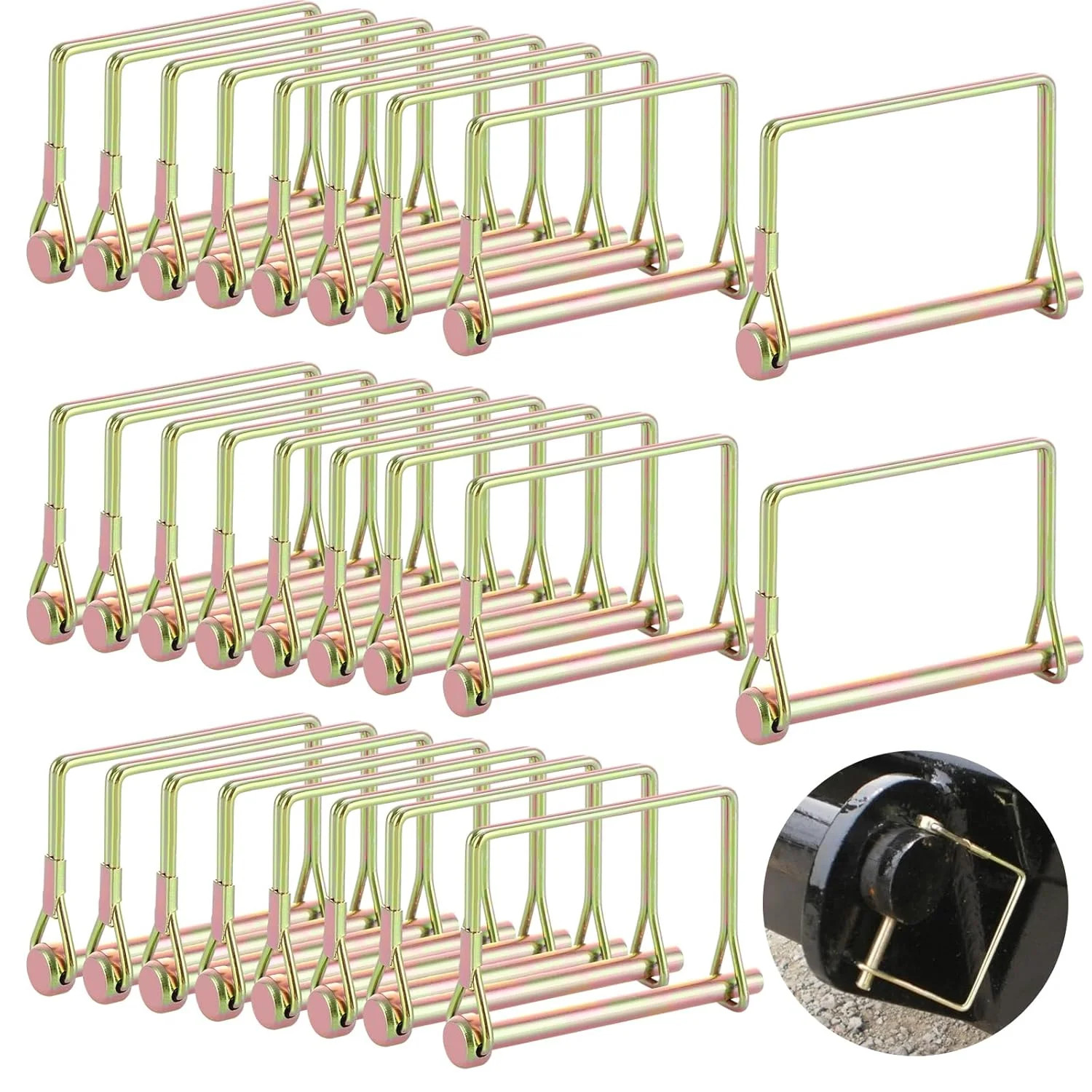 30PCS Trailer Coupler Pin 1/4 Inch Square Wire Lock Pin Heavy Duty Safety Couple