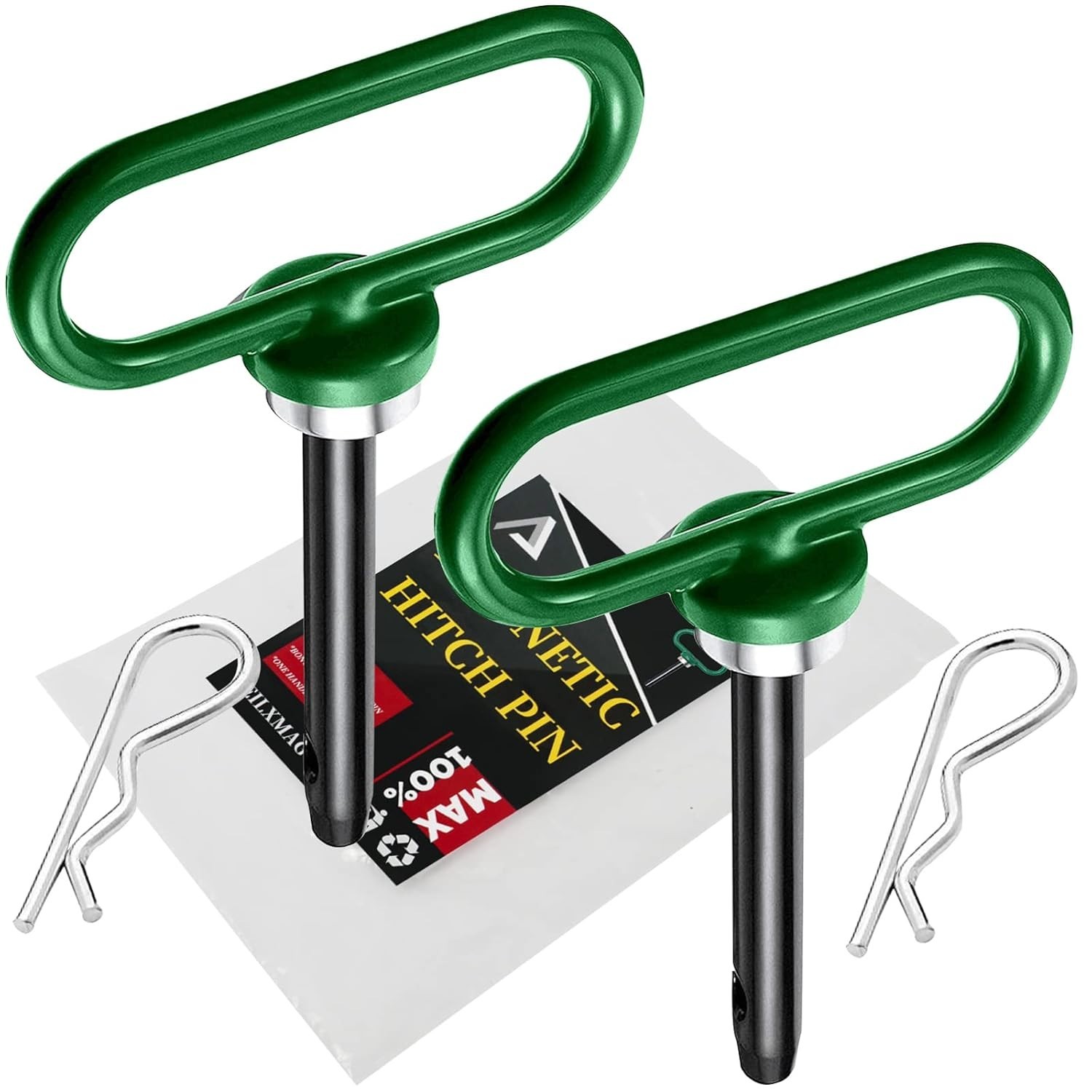 Versatile 2 Pack Magnetic Hitch Pins – Perfect for Mowers and ATVs, 1/2 Inch