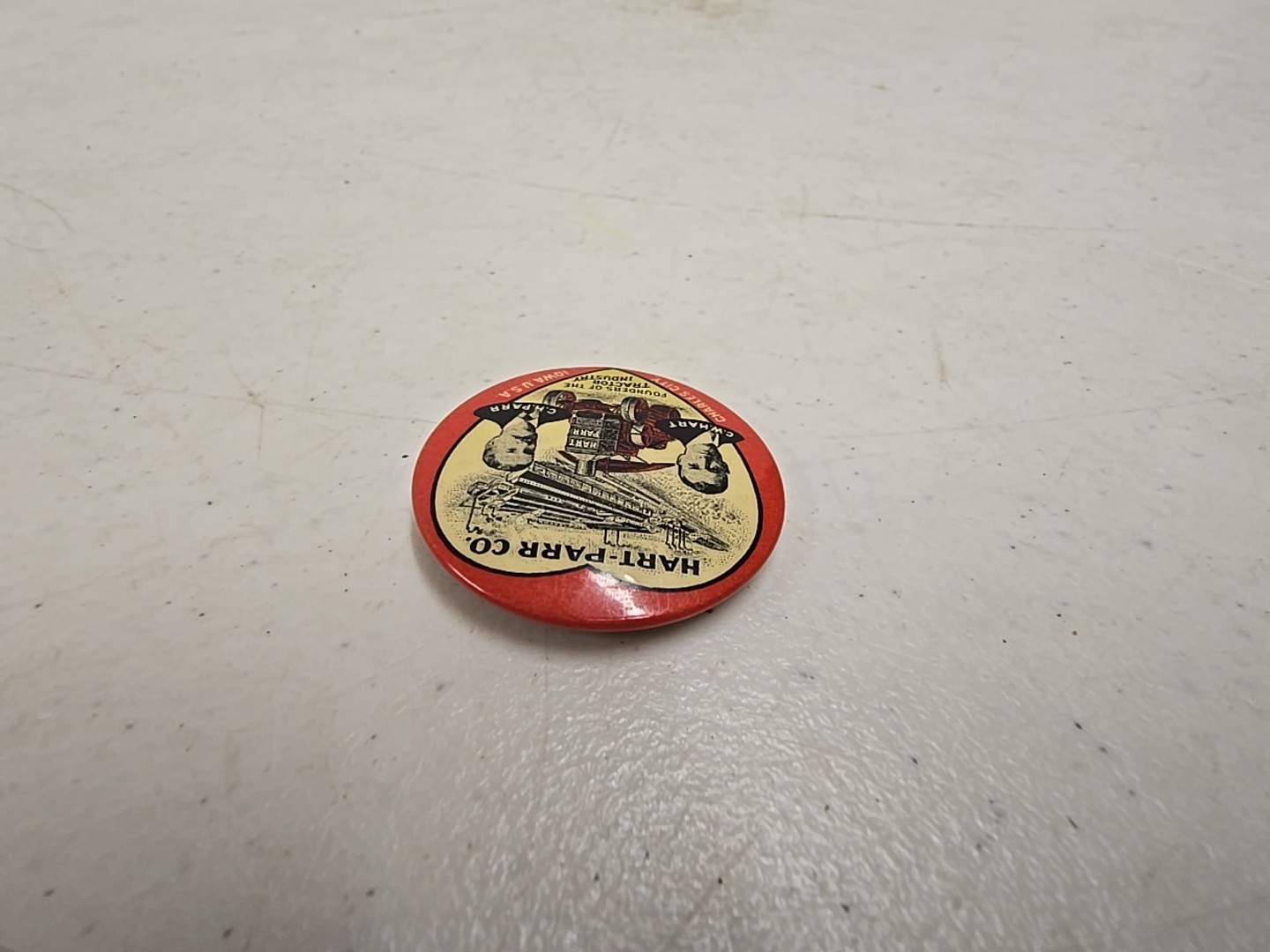 Antique Hart-Parr Charles City Iowa Tractor Industry Founder Celluloid Pinback