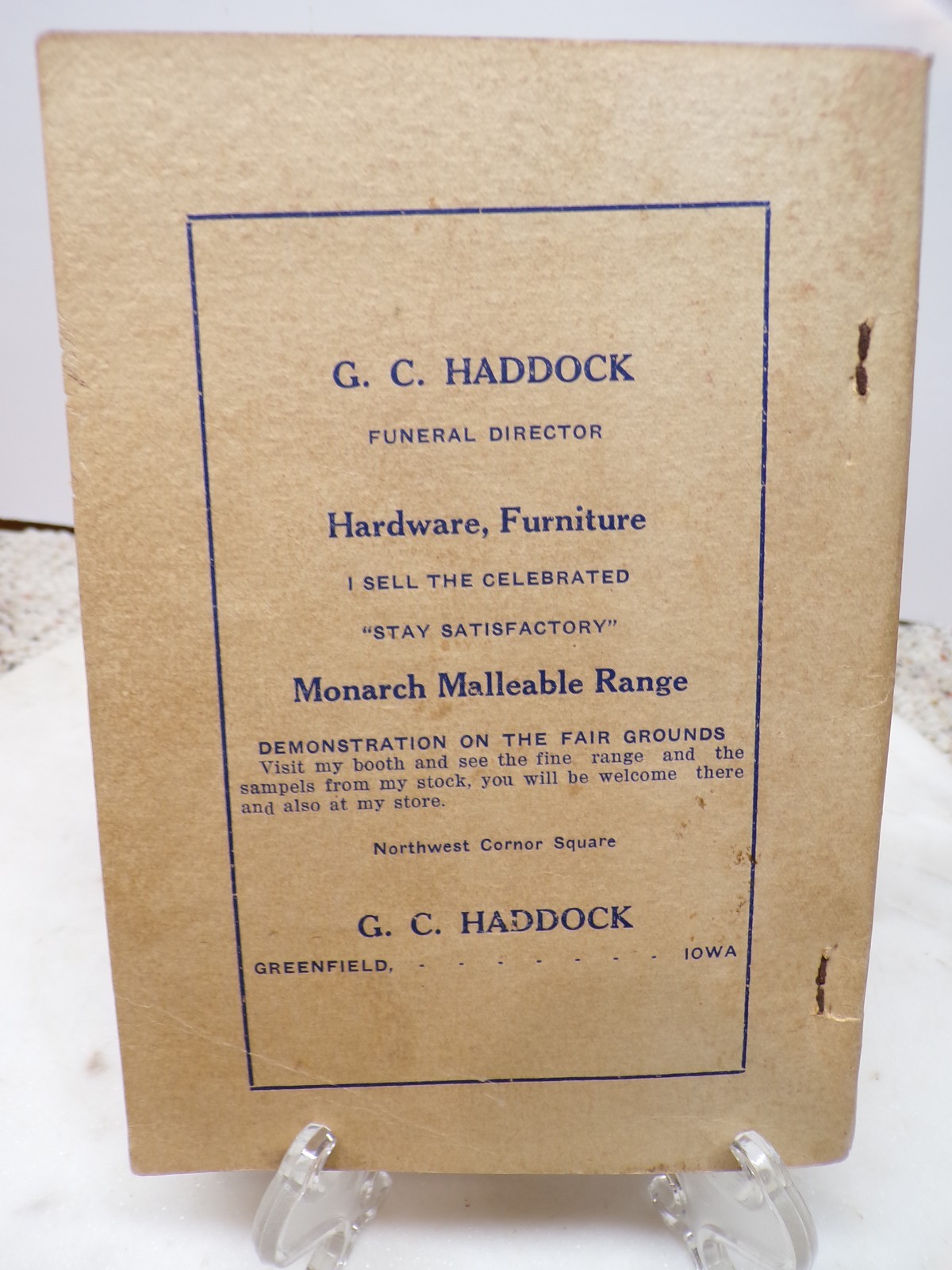 1920 Adair County Ag Society Premium List Book Greenfield Iowa FAMILY INSIDE?