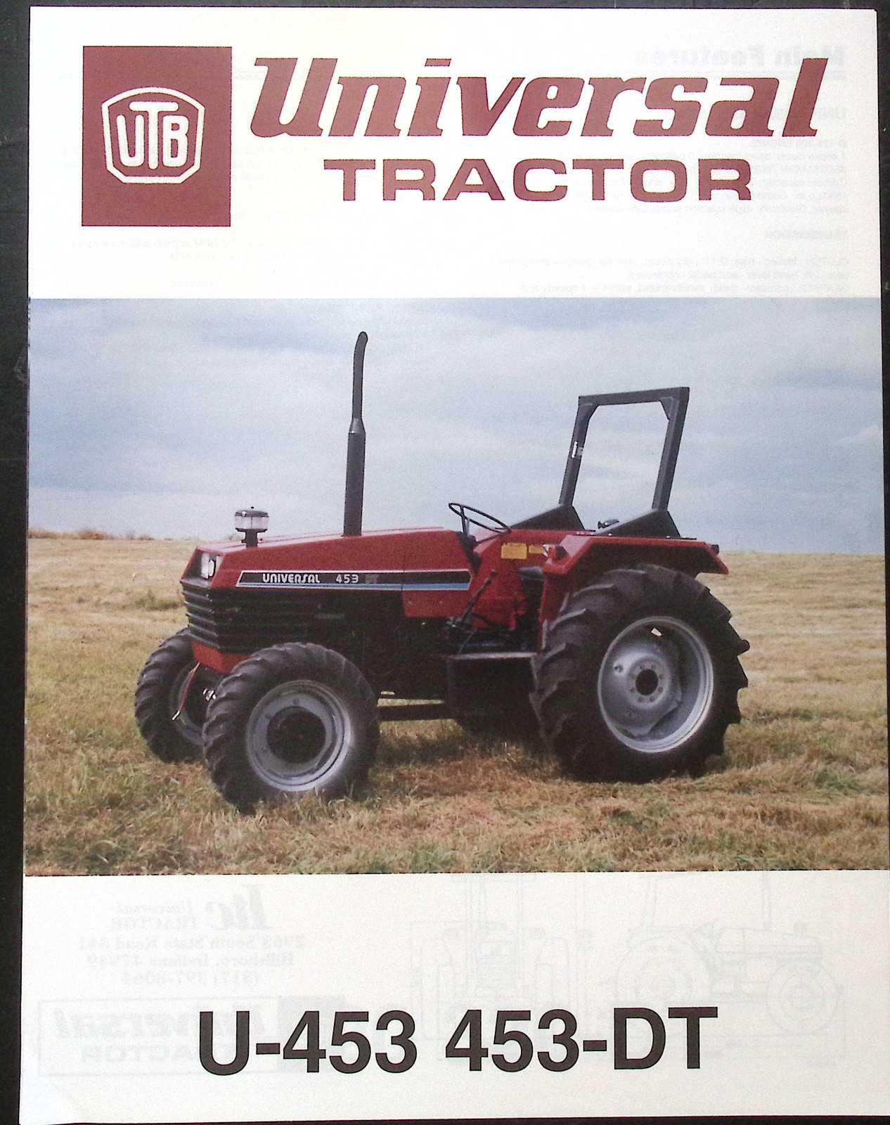 Universal Tractor U-453, 453-DT spec sheet brochure