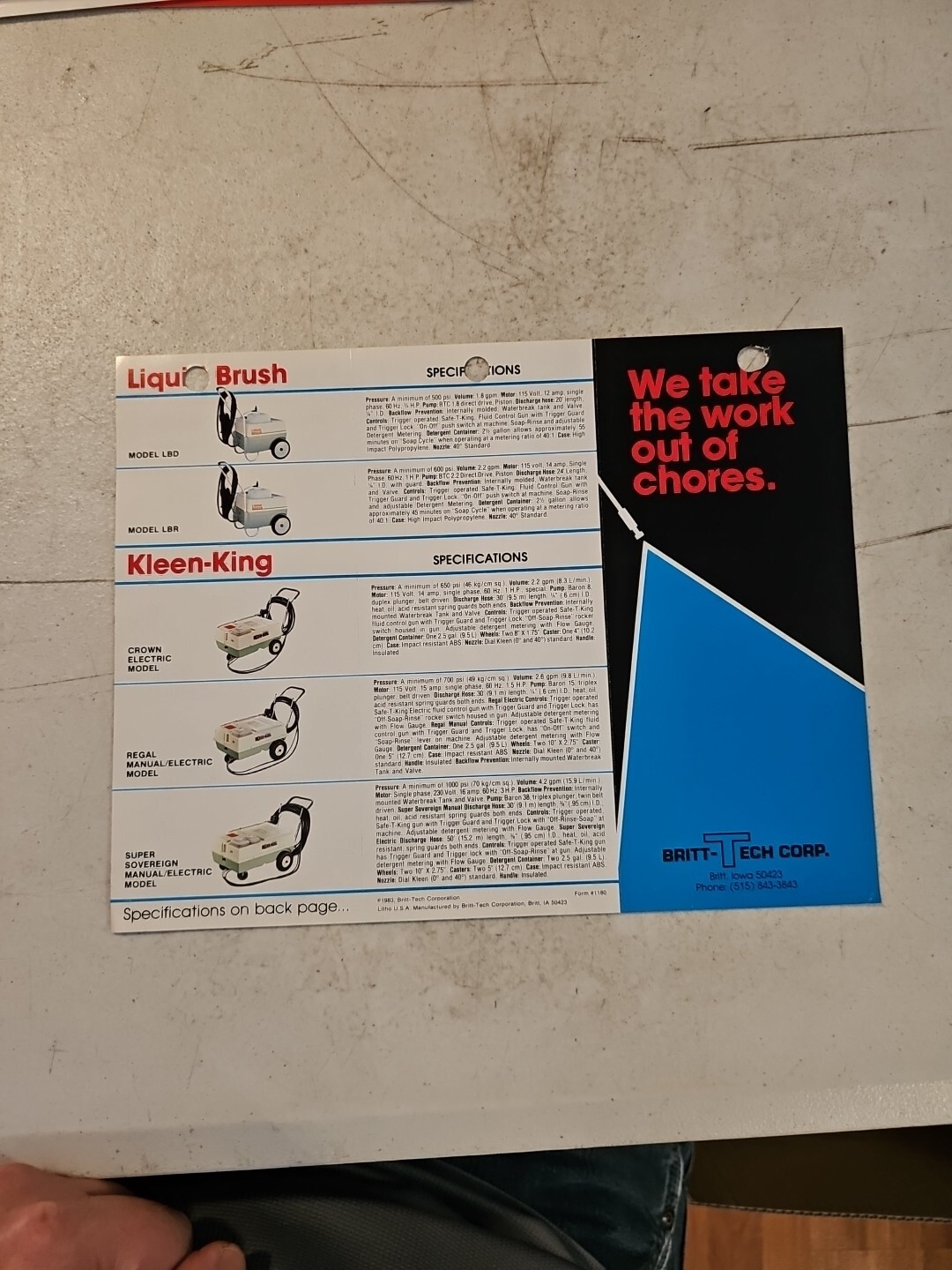 Vintage Kleen King Liquid Brush Pressure Washer Dealer Sales Brochure