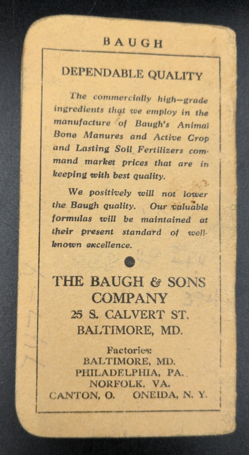 US Vintage  » The Baugh & Sons Co. » Raw Bone Manures Advertising Notebook