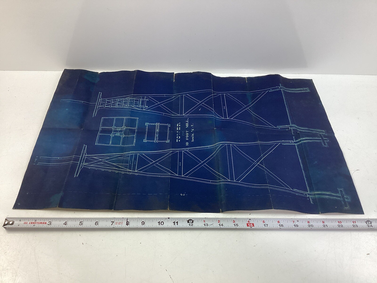 Vintage Windmill Water Tower Blueprint